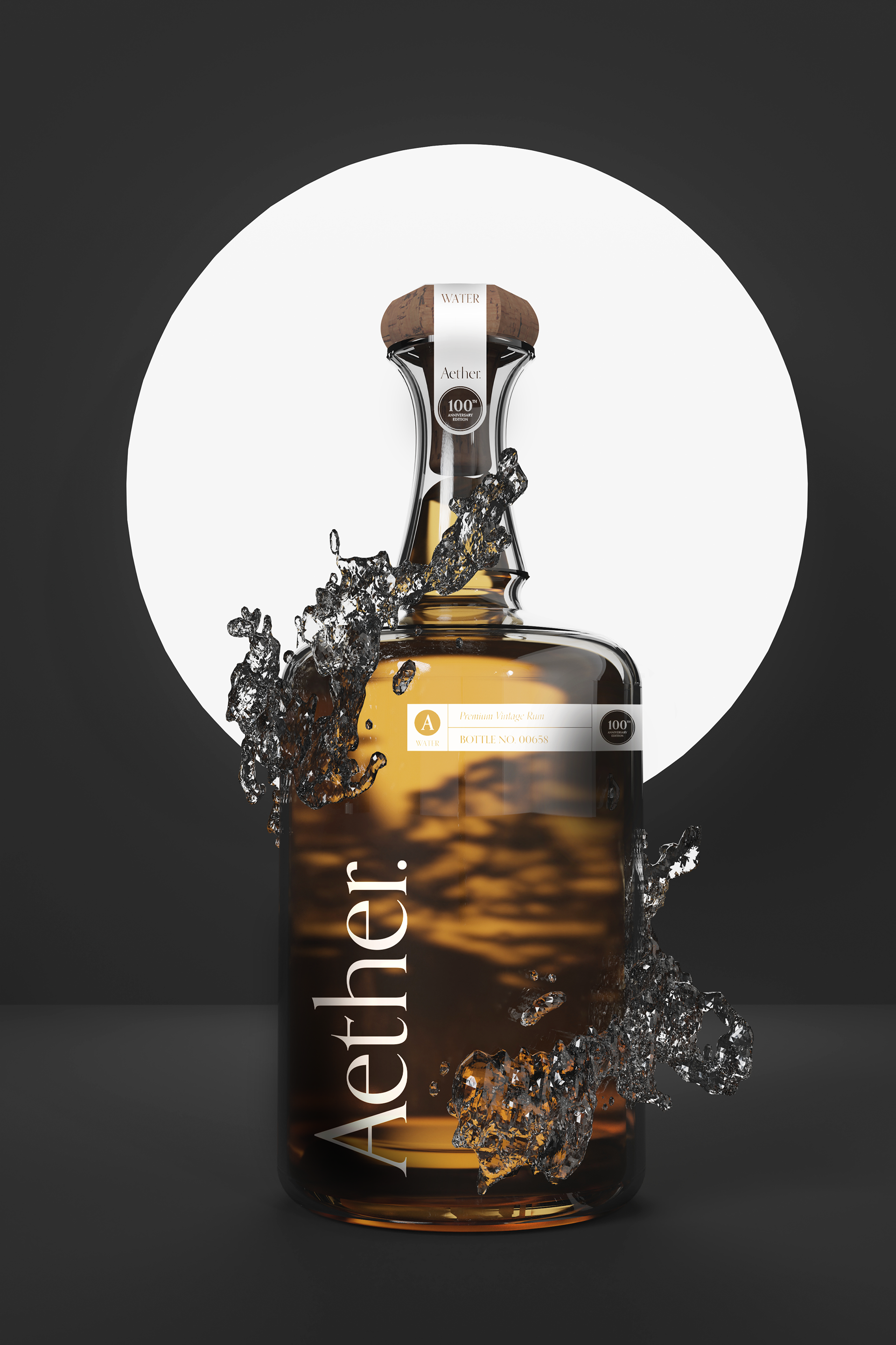Water Rum Bottle Render