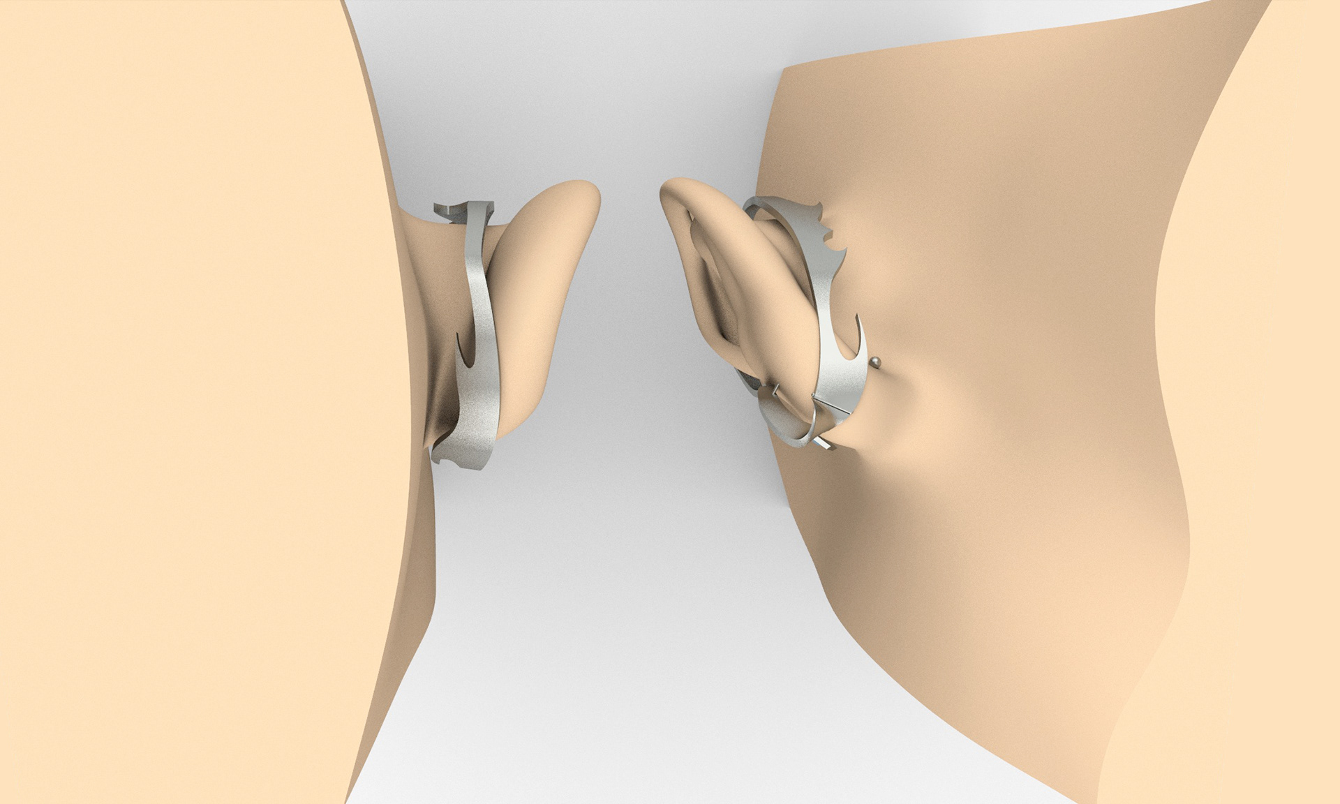 Top view, earring set in-situ
