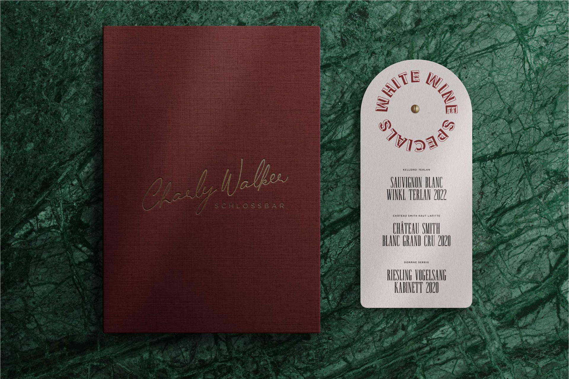 menükarte corporate design charly walker schlossbar