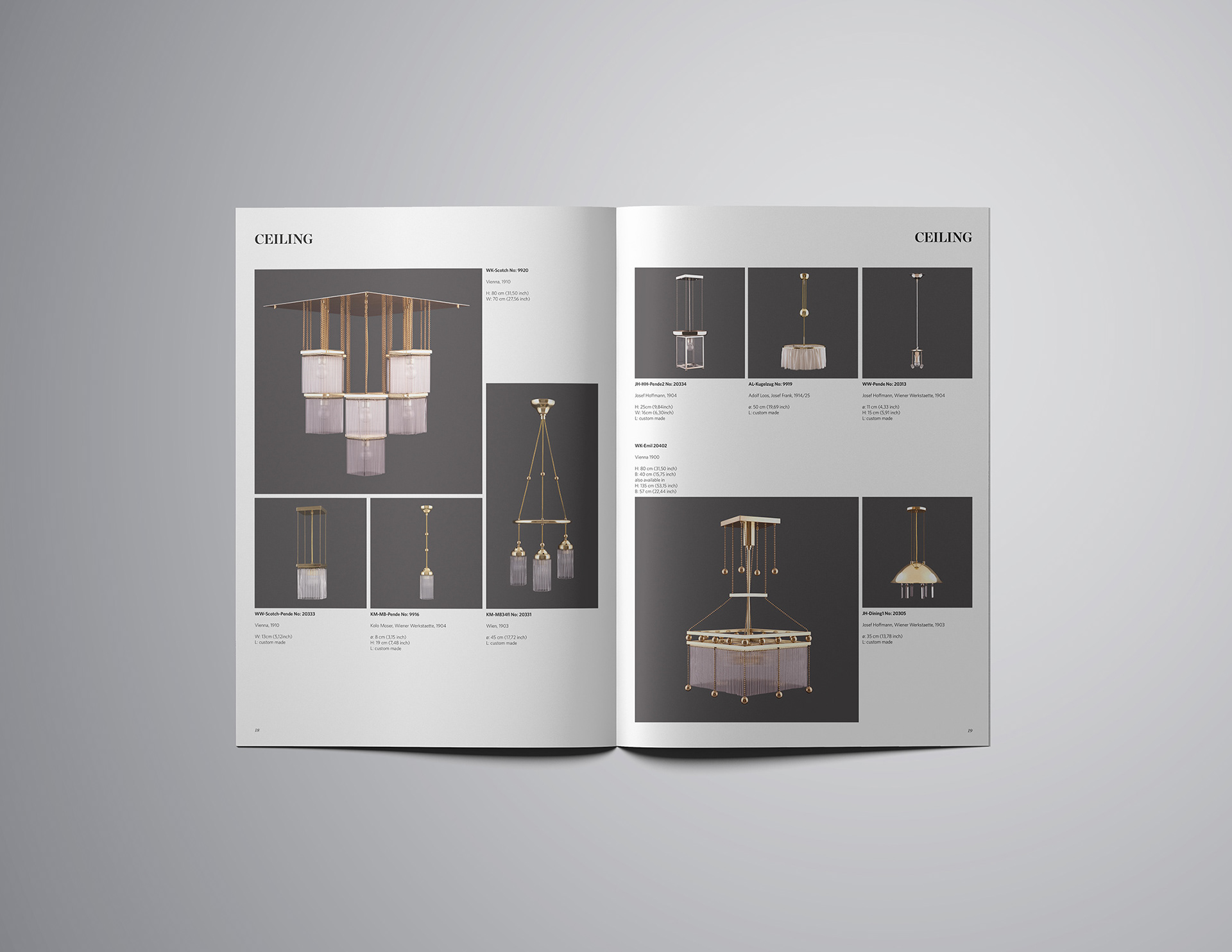 katalogdesign innenseiten woka lamps vienna | studio krauss
