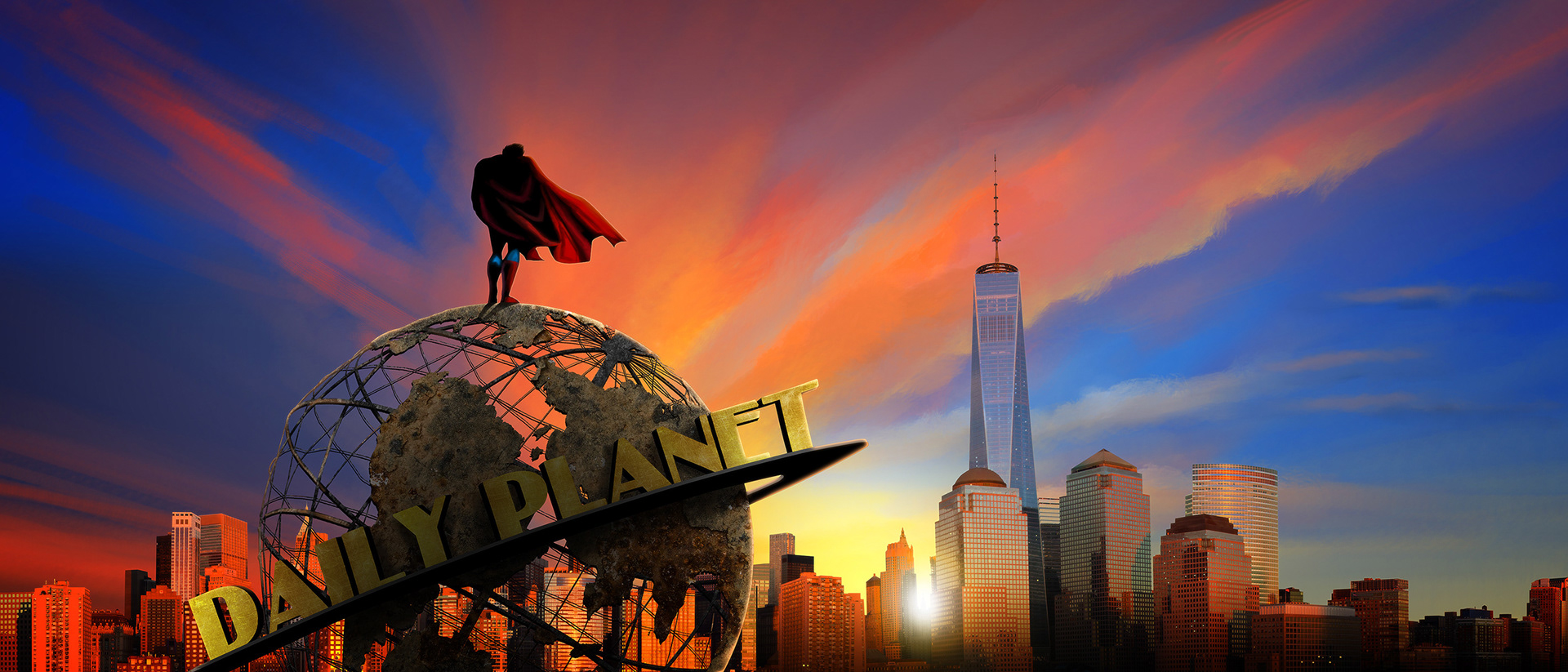 Iconic Superman in Metropolis
