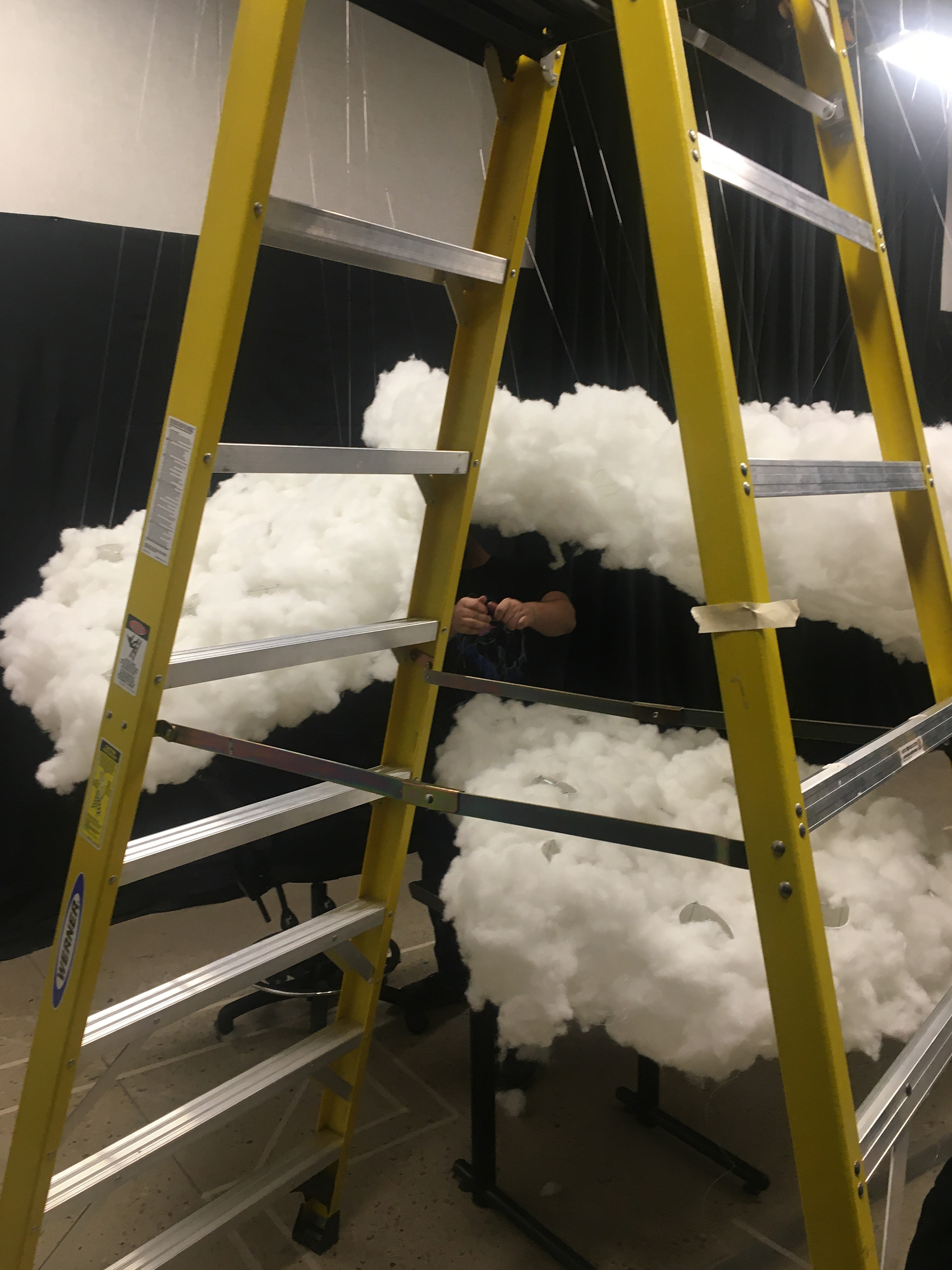 Hanging up the clouds in studio space