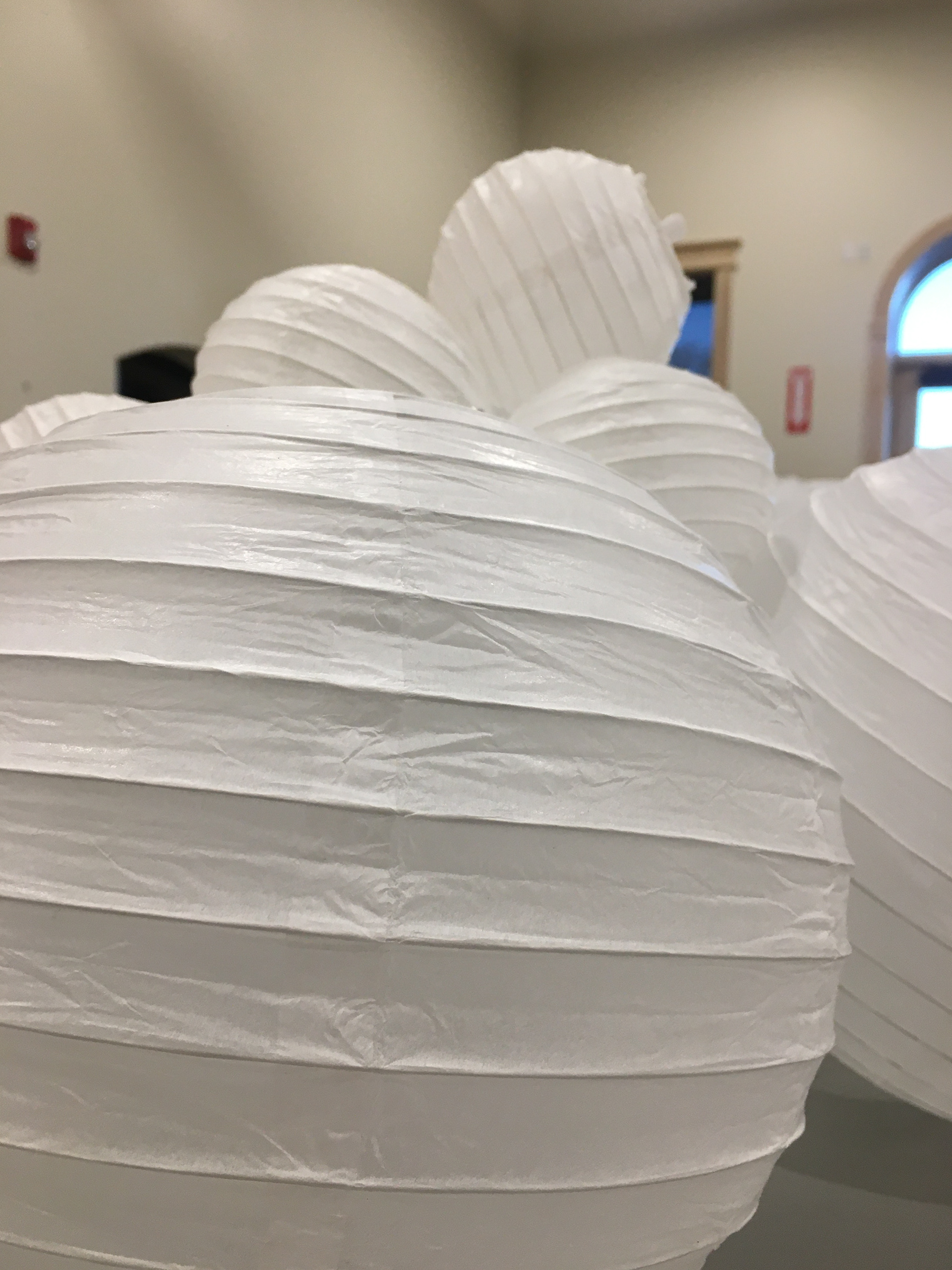Paper lanterns on a table