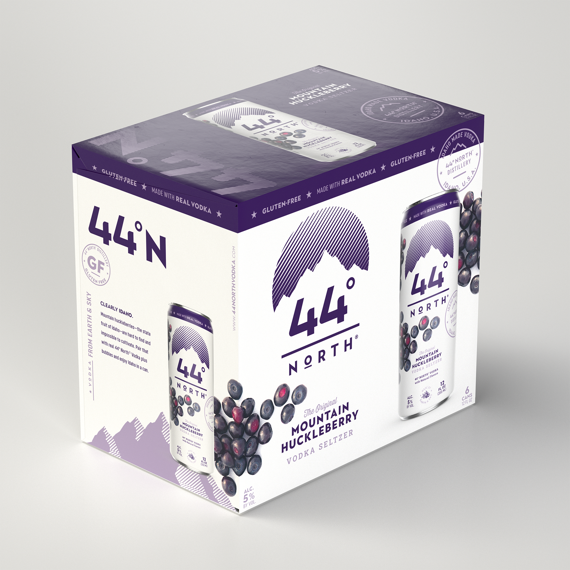 44 North Mountain Huckleberry Vodka Seltzer 6 can Box