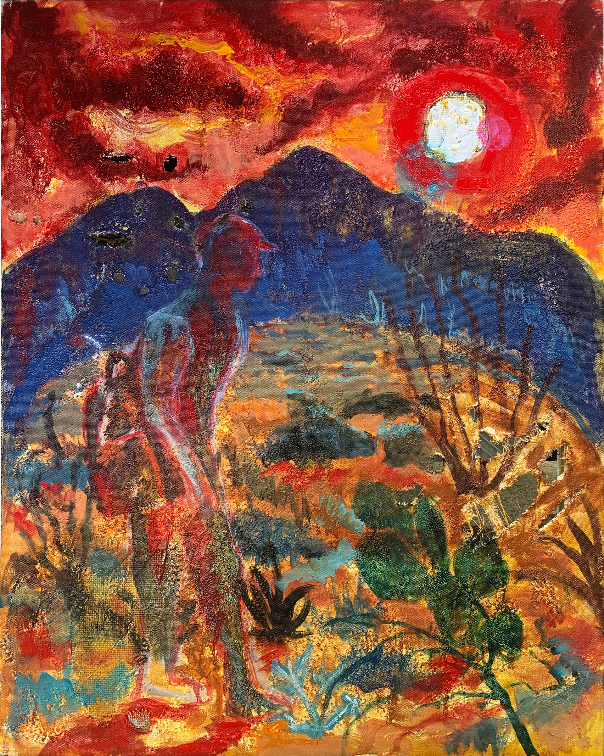 Away | Acrylic and sand on canvas and jute | 24"x30" | 2022
