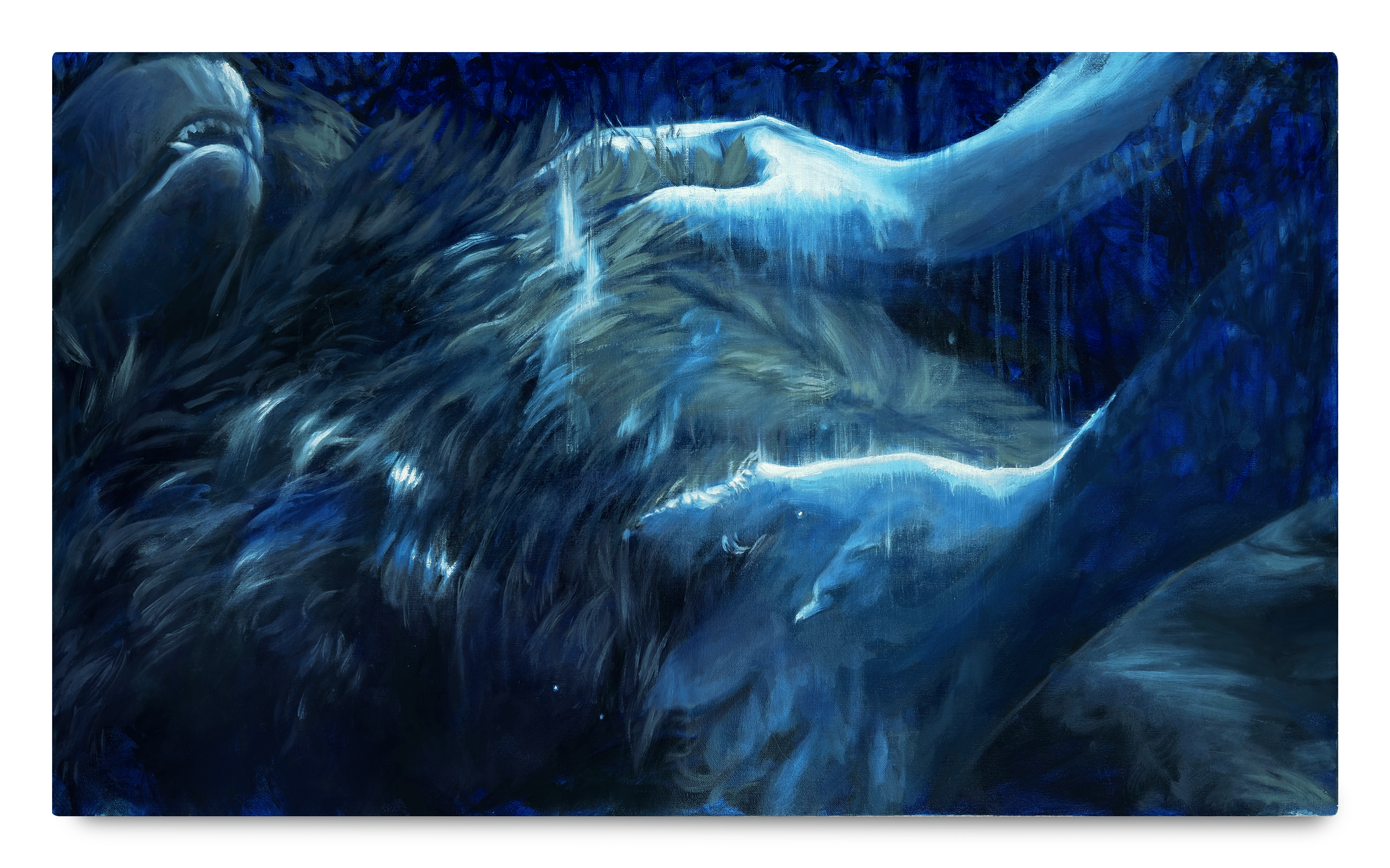 sink into me | Oil, acrylic, and watercolor on canvas | 24”x40” | 2026