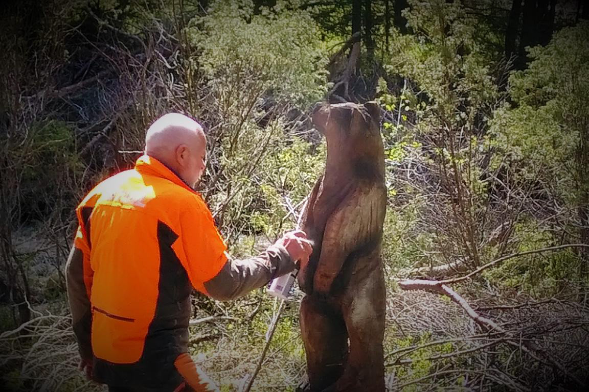 Kjell legg siste hand på bjørnen.