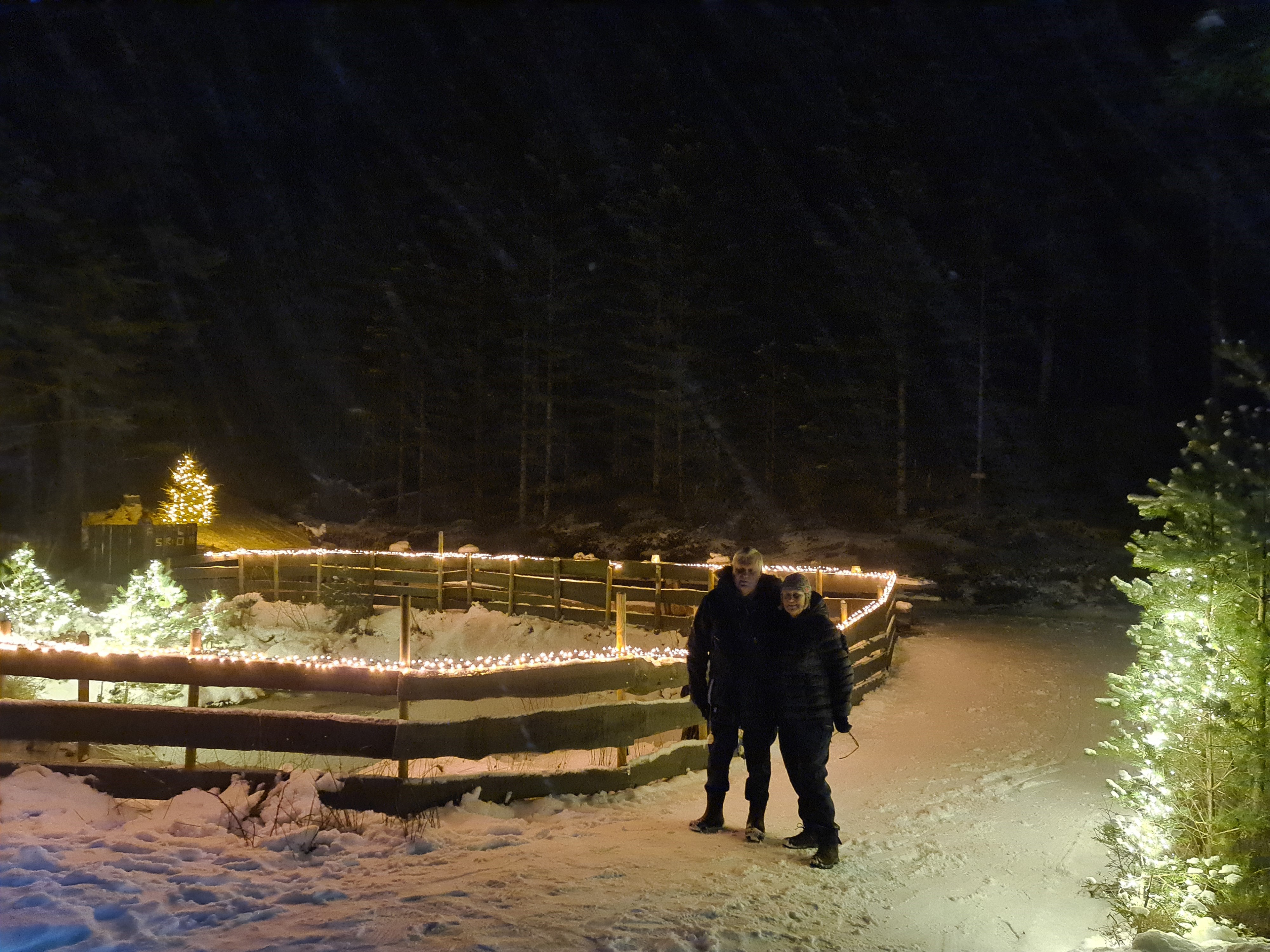 Anna og Arne ønskjer i desse dagar alle velkomne til den adventspynta NATURSTIEN! Foto: Vibeke Teigen.