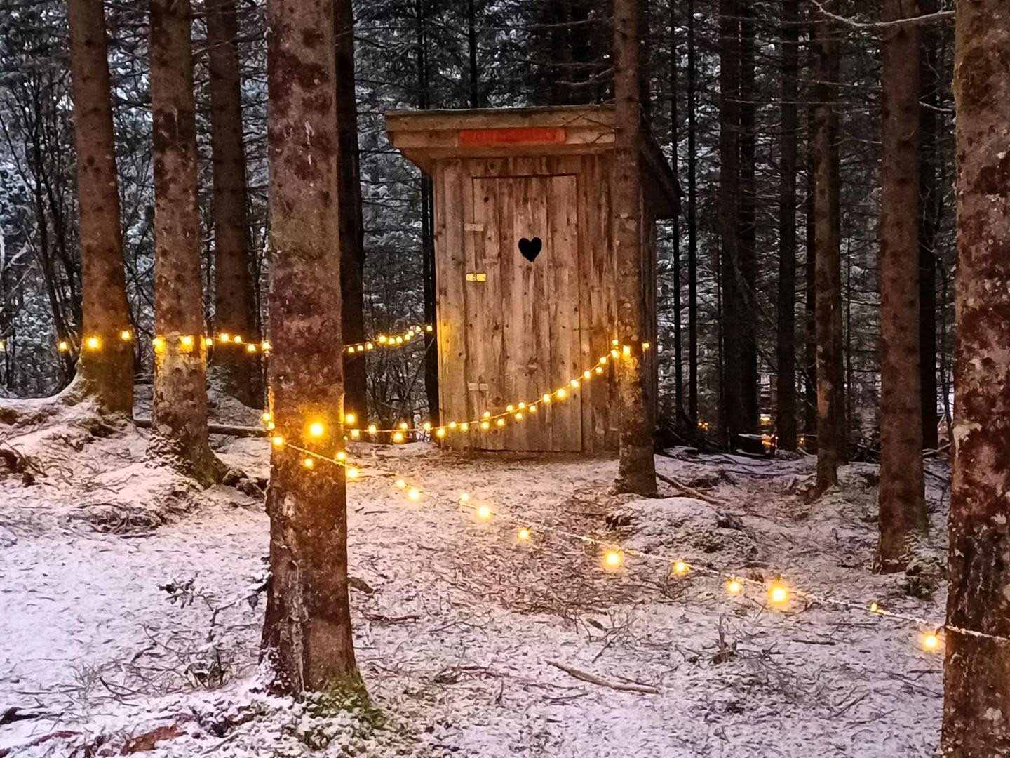 KONGEHUSET i eventyrleg vinterskrud rundt juletider. Desember 2025.