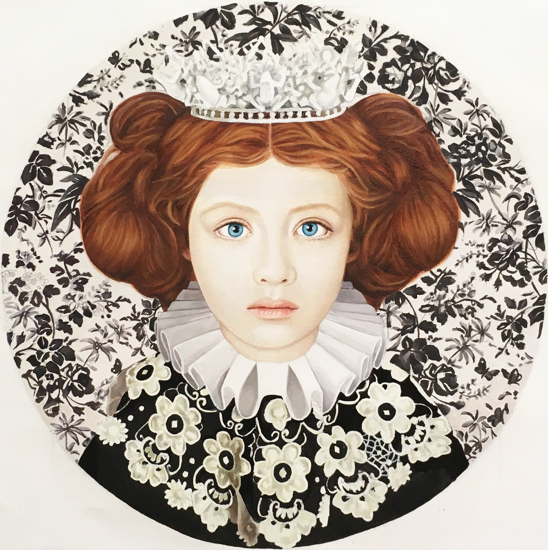 Reina Blanco y Negro - Olelo sobre tela - 50 x 50 cm
