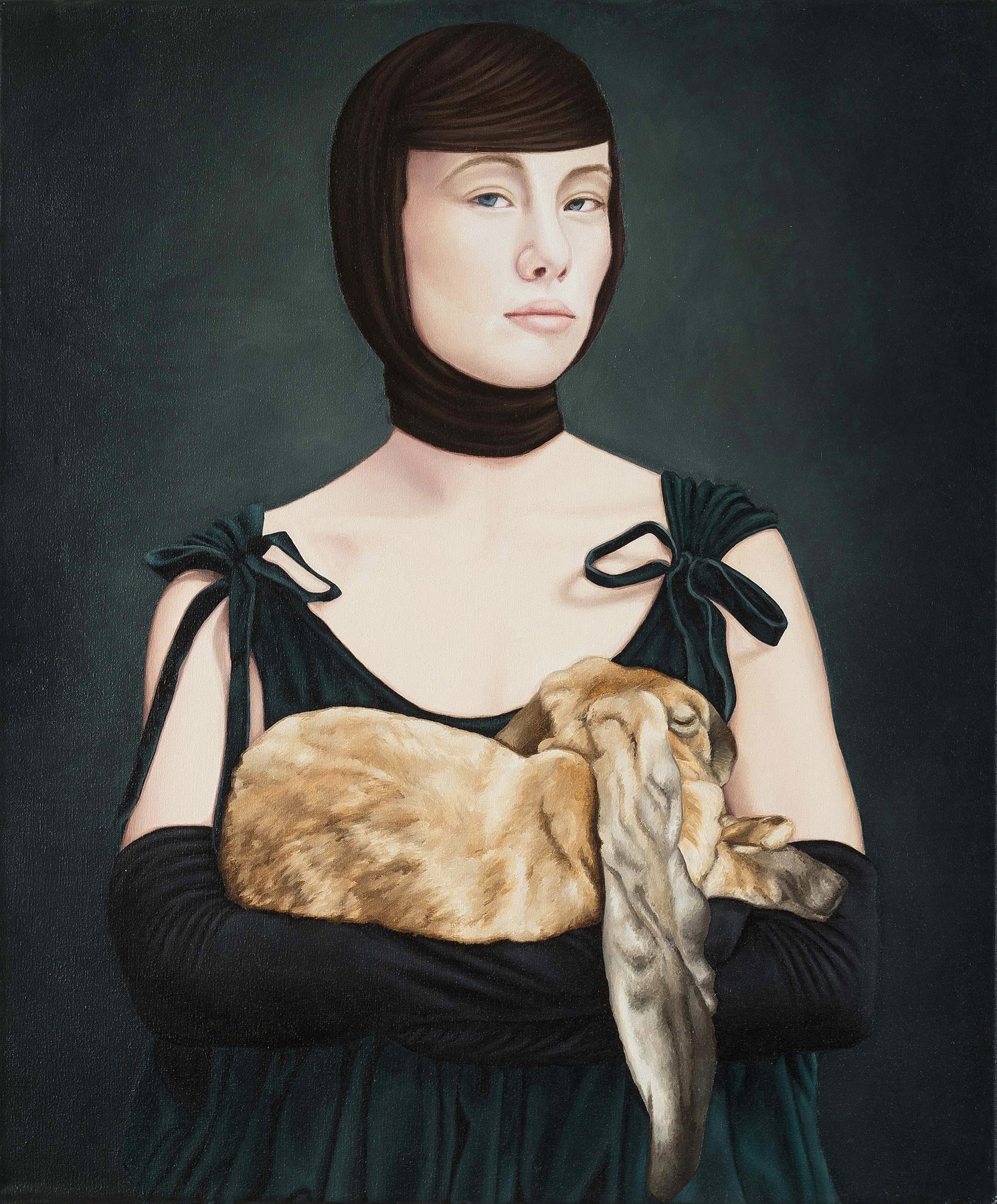 La mujer del Conejo - Oleo sobre tela - 50 x 60 cm