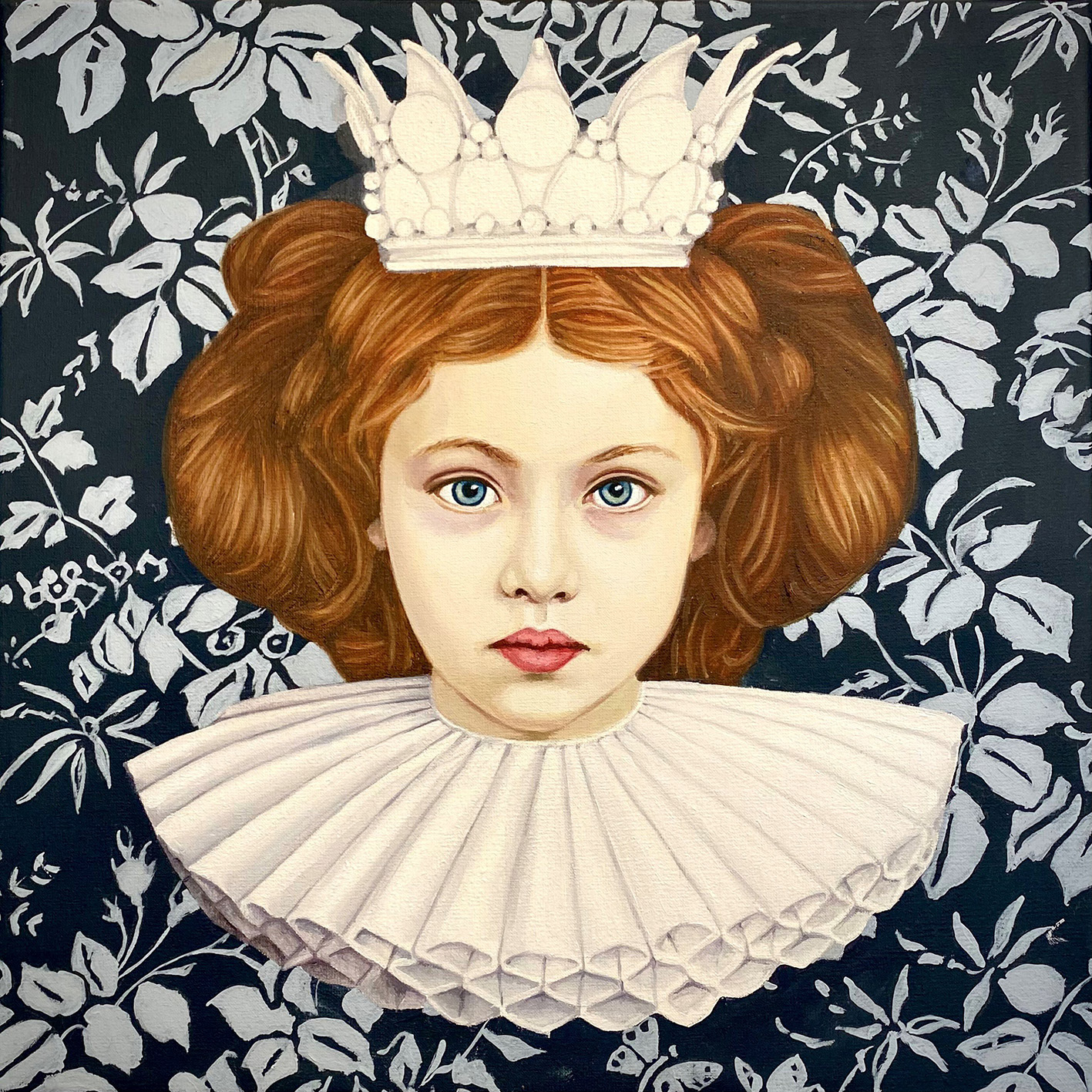 Reina Flores Azul - Oleo sobre tela - 40 x 40 cm