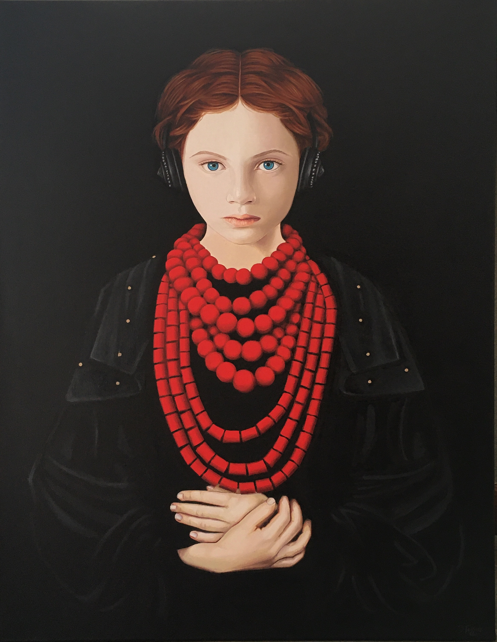 Niña con collar - Oleo sobre tela - 70 x 90 cm