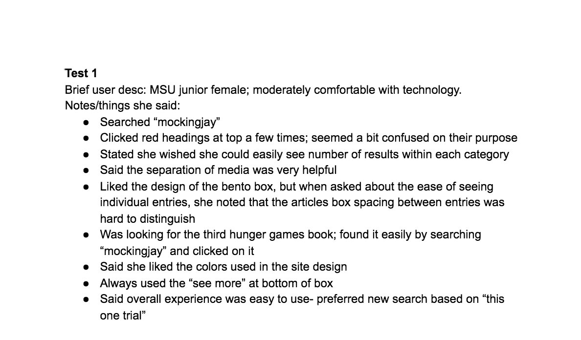 Quick and Dirty User Test Notes (1 of 3)