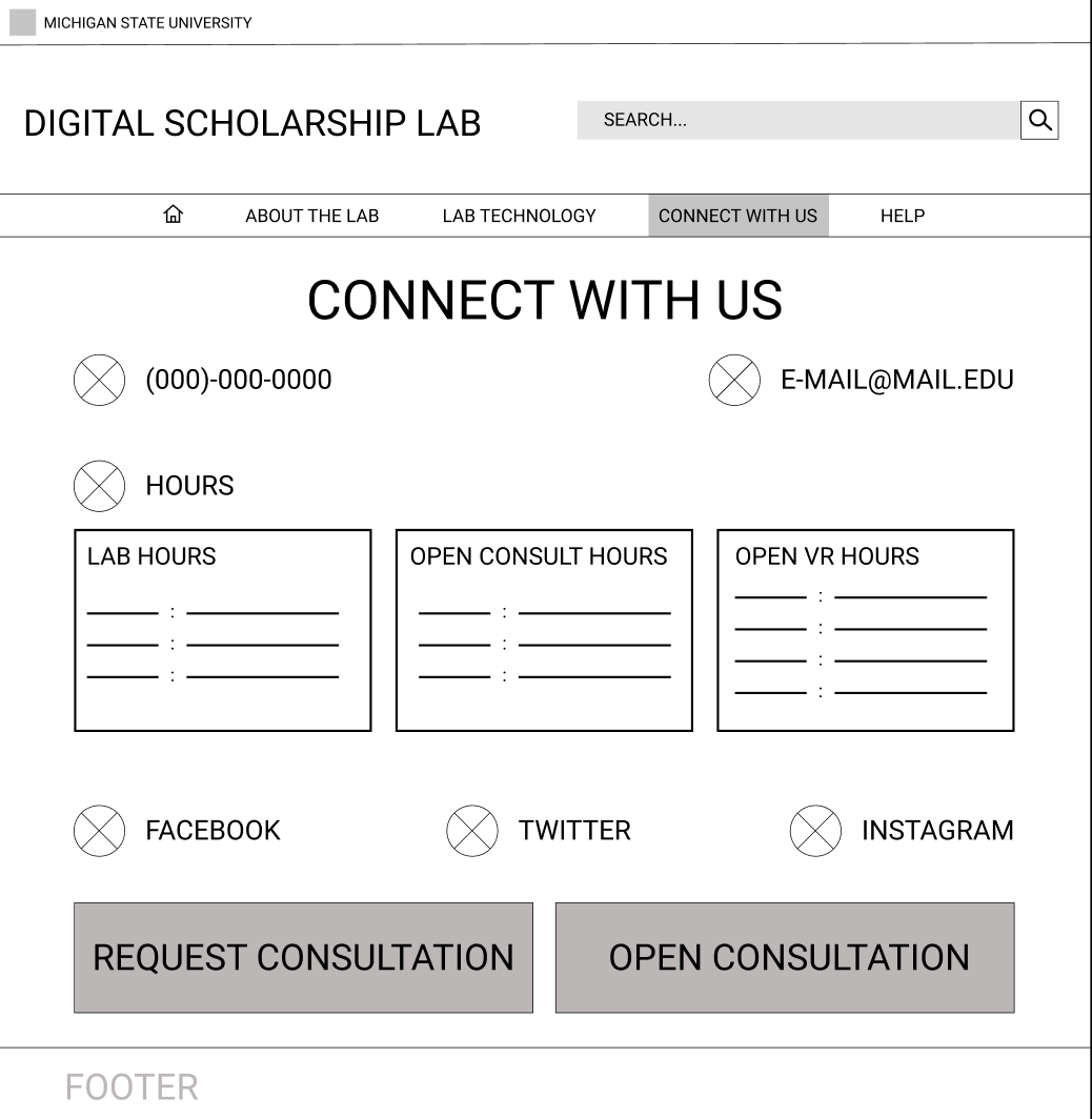 Connect With Us Page on Final Prototype