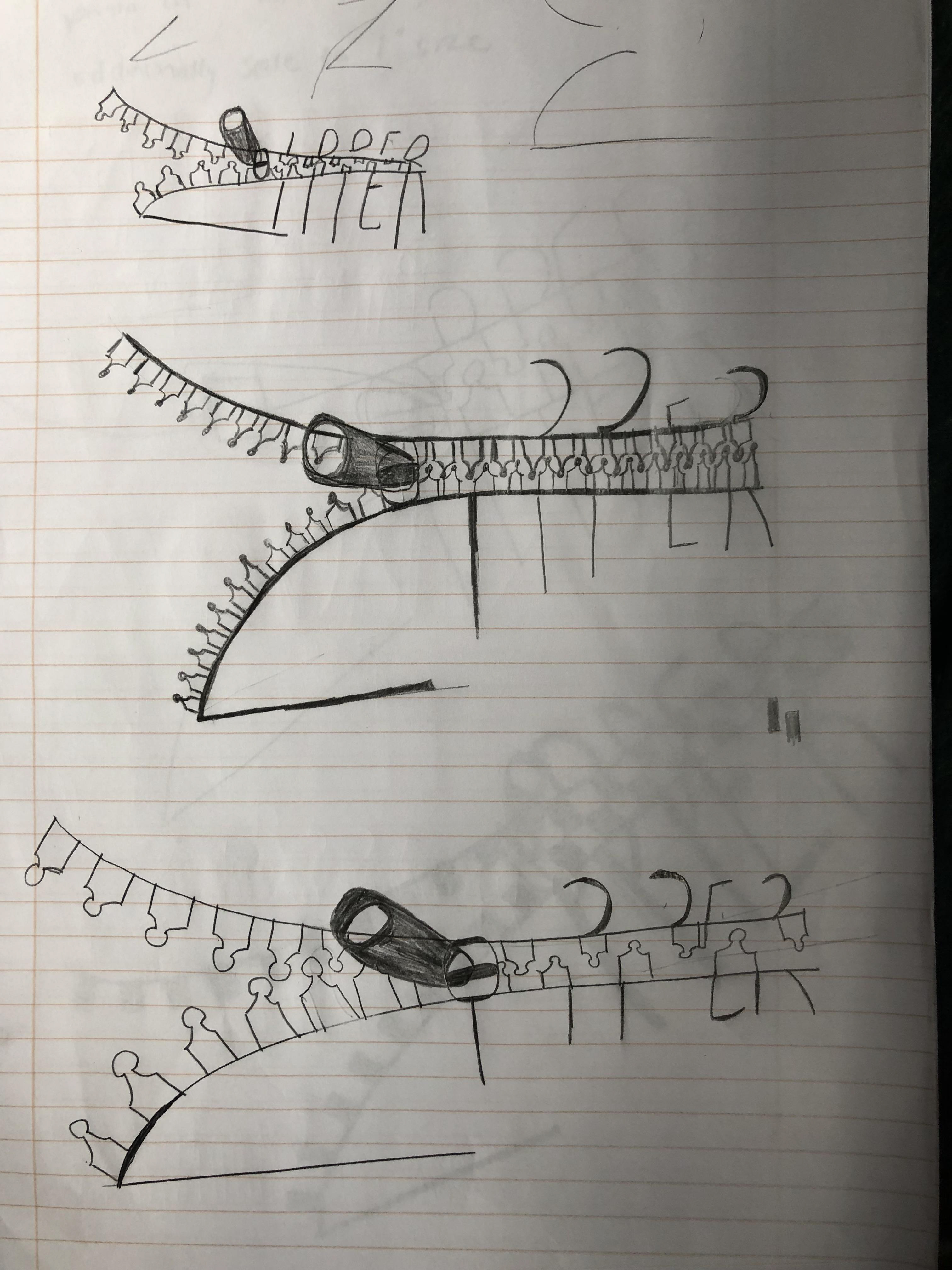 added more detail to the teeth of the zipper, only to realize that for smaller versions of this design it would appear to busy.