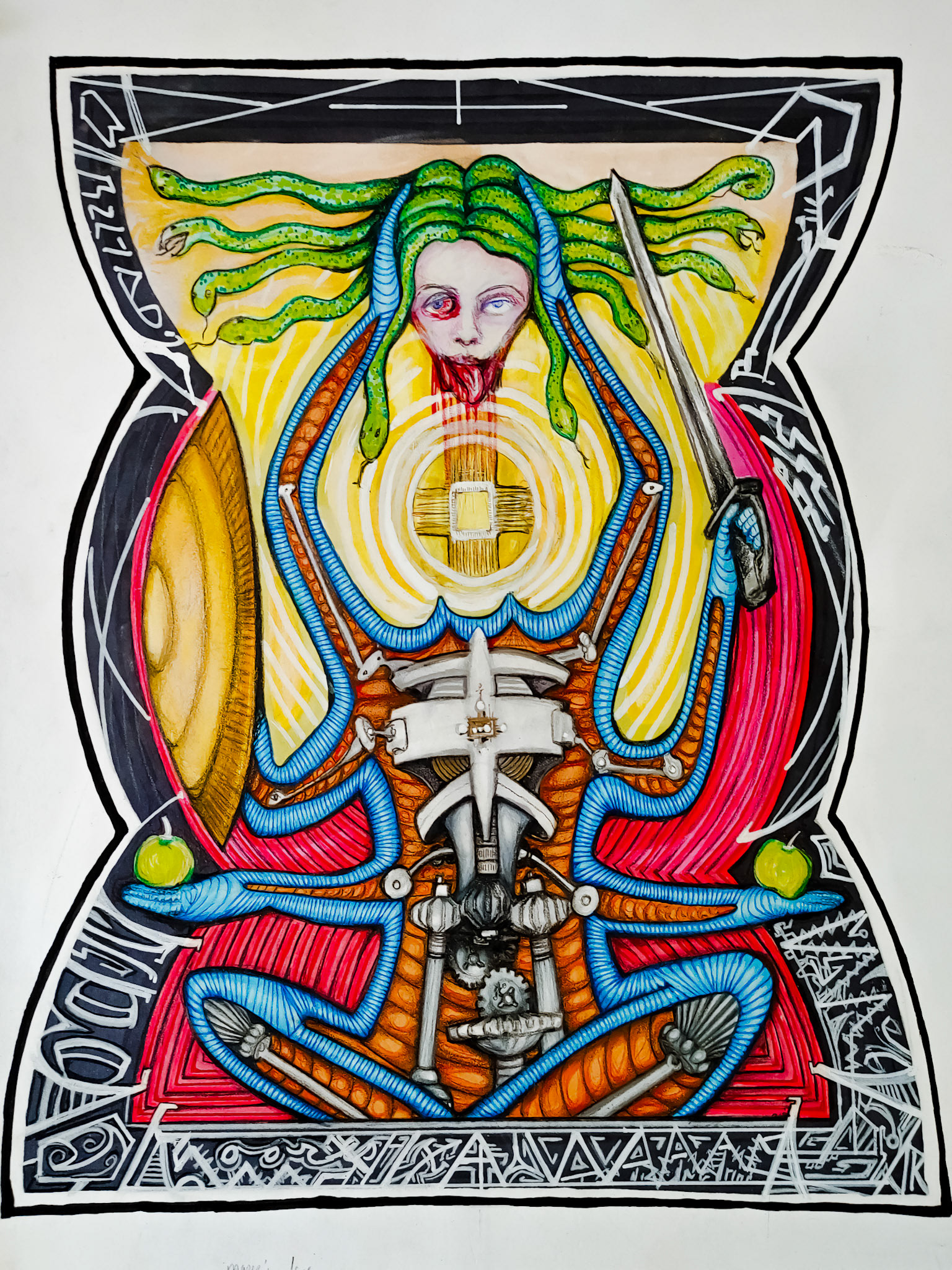 Joshua Killen, The Triumph of Machine Over Man, 2022, Pen and Pencil on Paper,17" x 14"