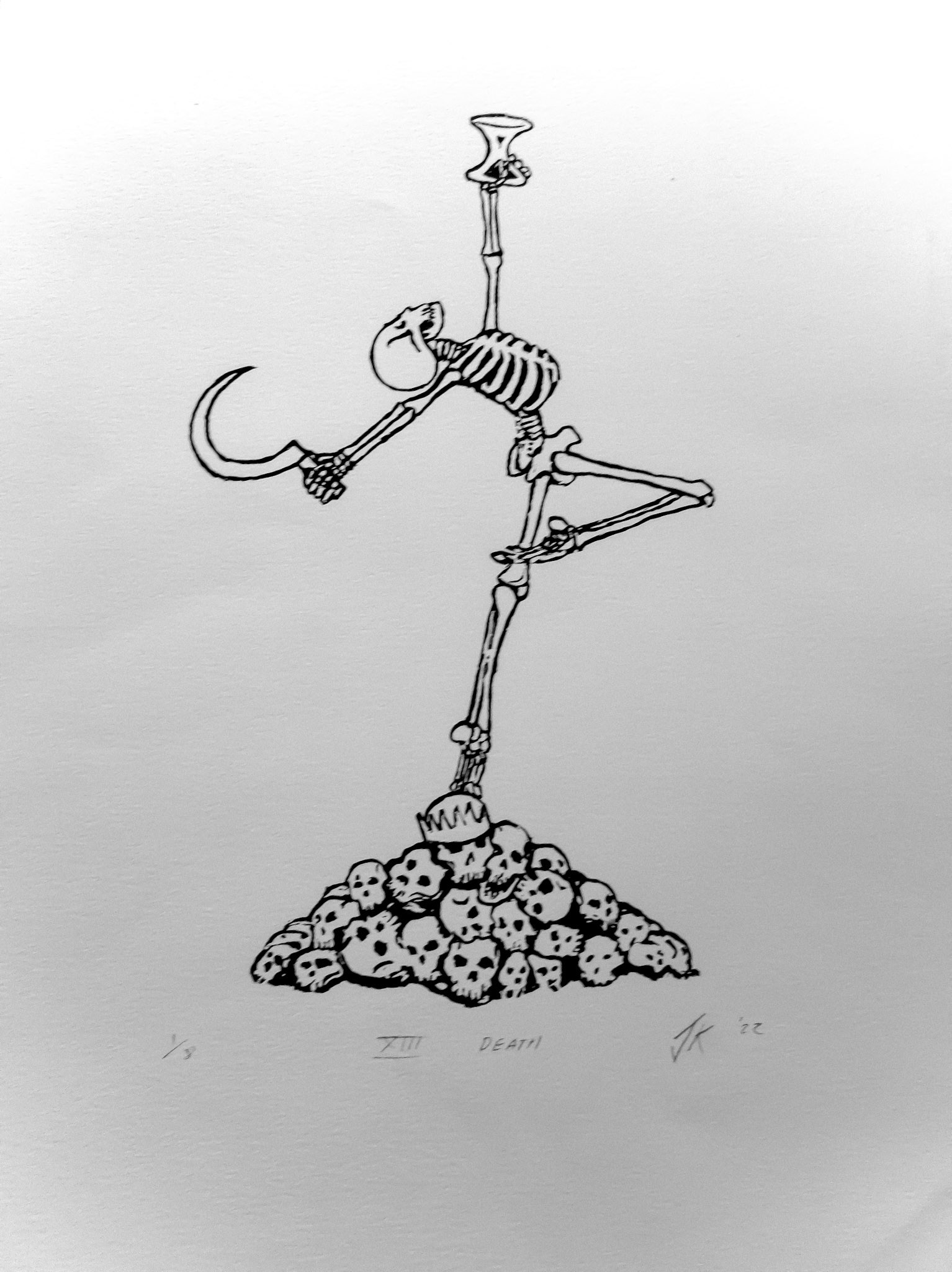 Joshua Killen, XIII Death 1 of 8, 2022, Silk Screen Print on paper, 24" x 17"