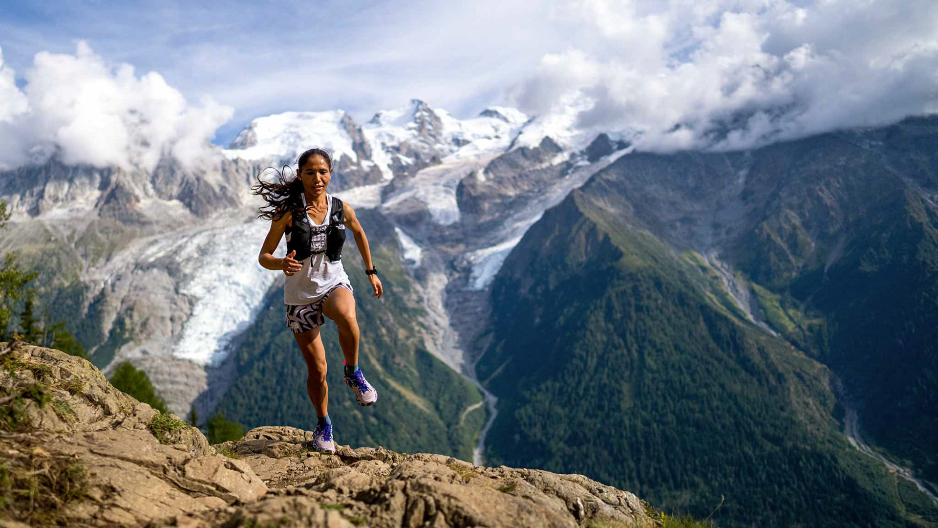 Sunmaya running the hills of Chamonix