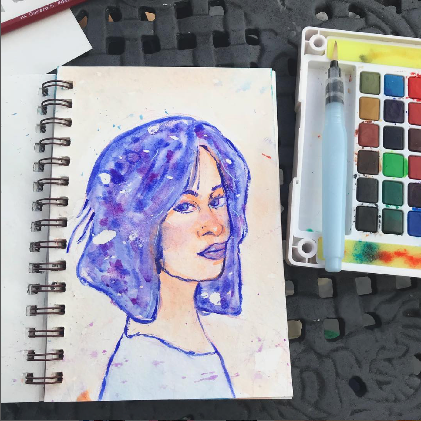 Watercolor with traditional paint