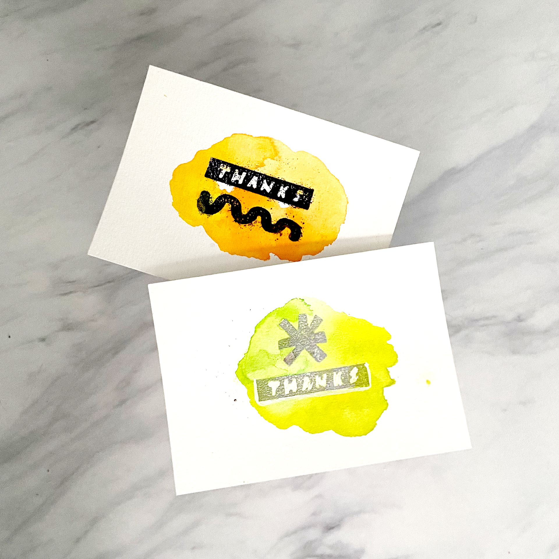 Watercolor and embossing on post card