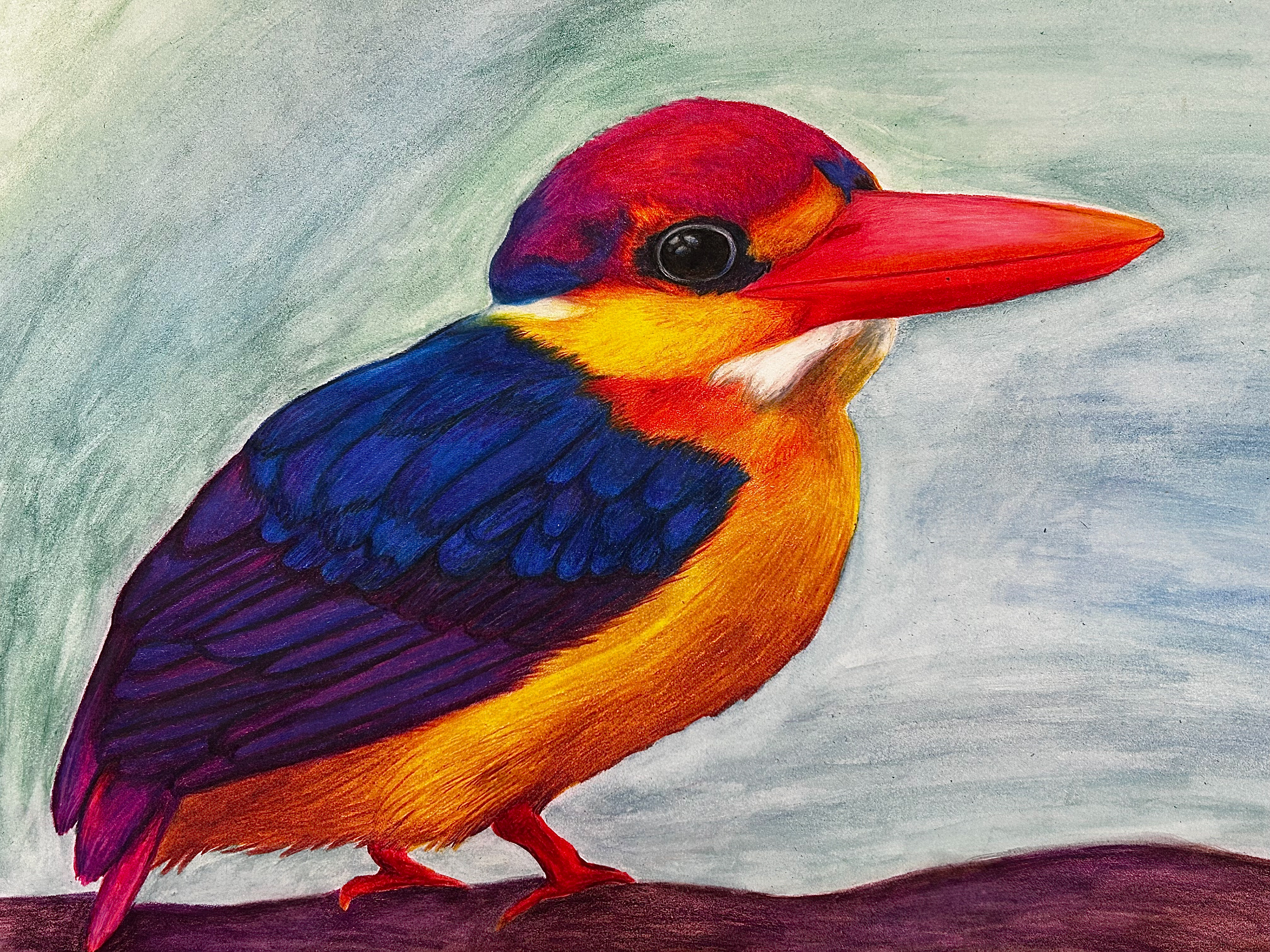 Color pencil and watercolor on paper.
