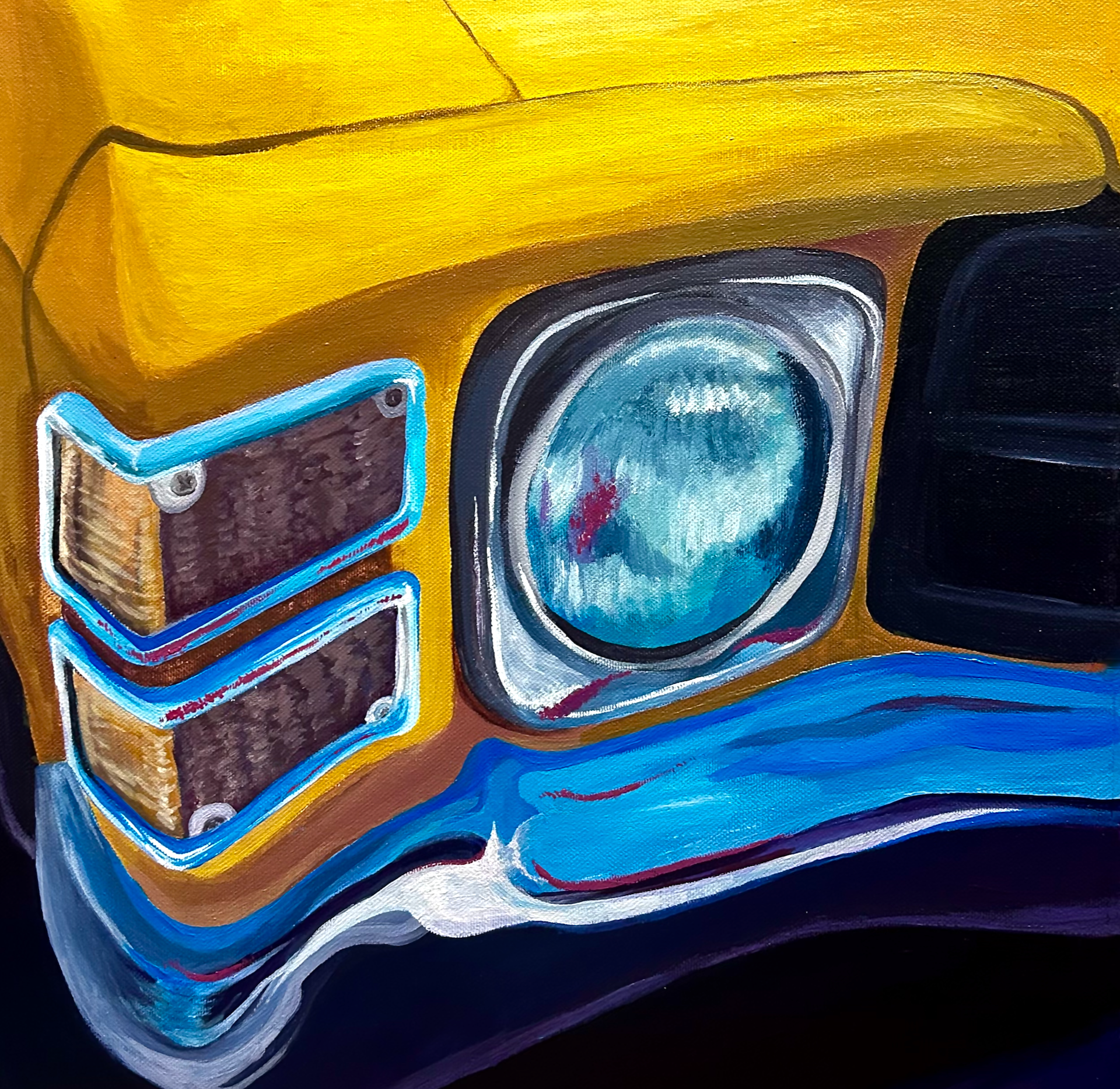 "Yellow Reflection" Acrylic on canvas.