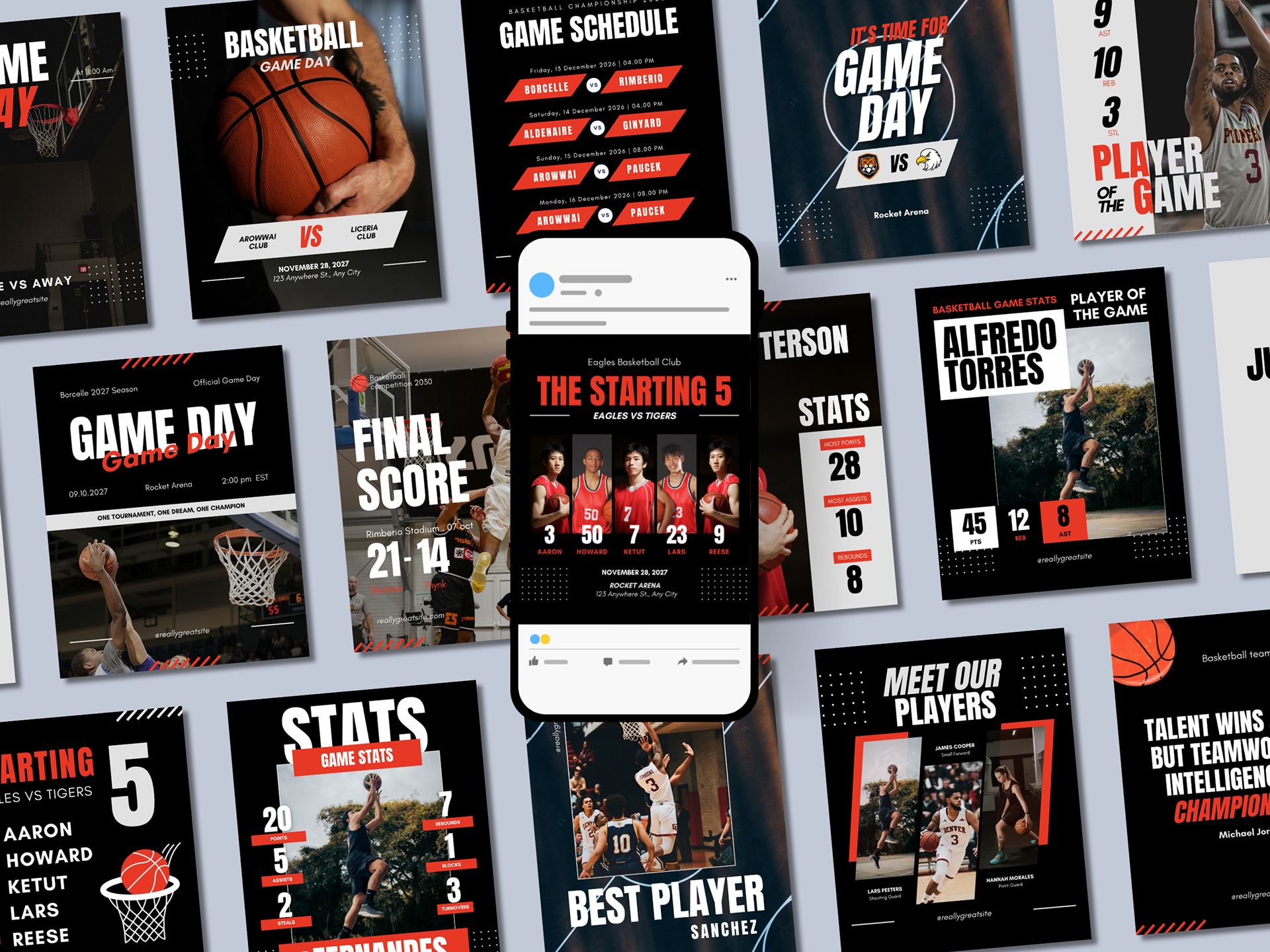 Black & Red Basketball Team Posts