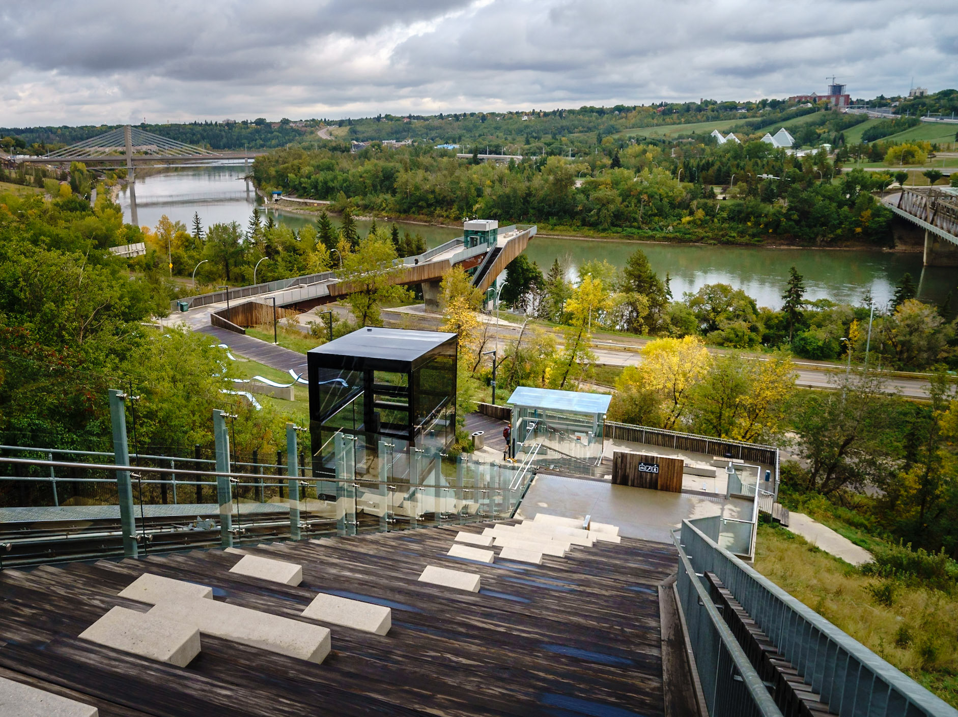 River valley staircase and the Funicular.