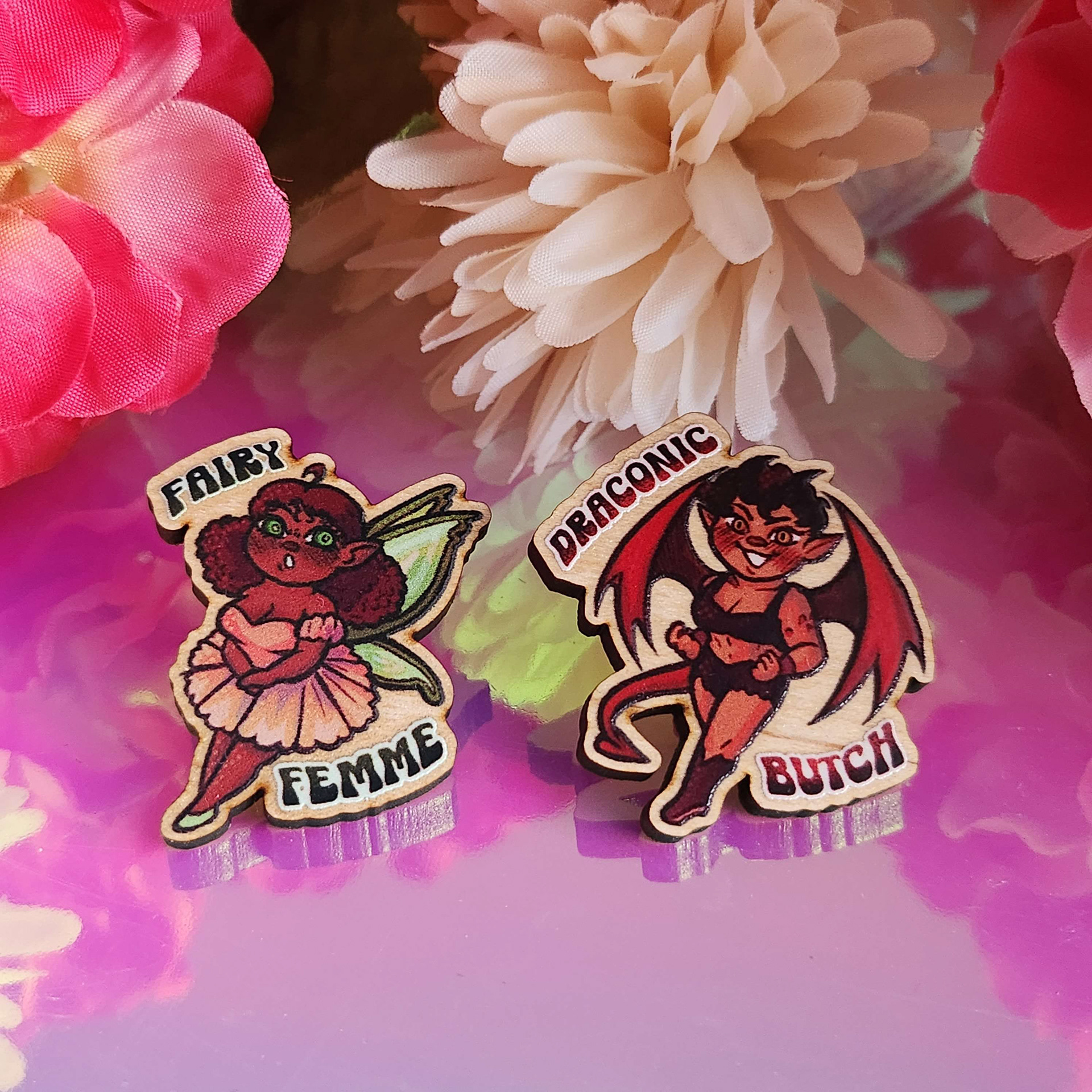 Fantasy Lesbian Wooden Pins (2023)