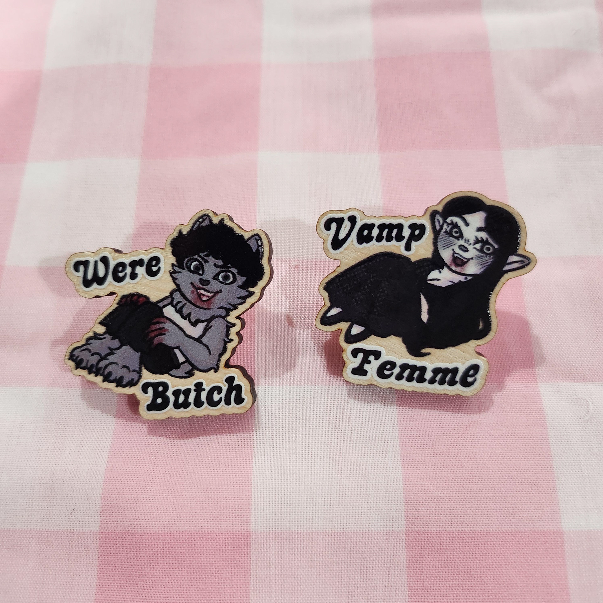 Were Butch and Vamp Femme Wooden Pins