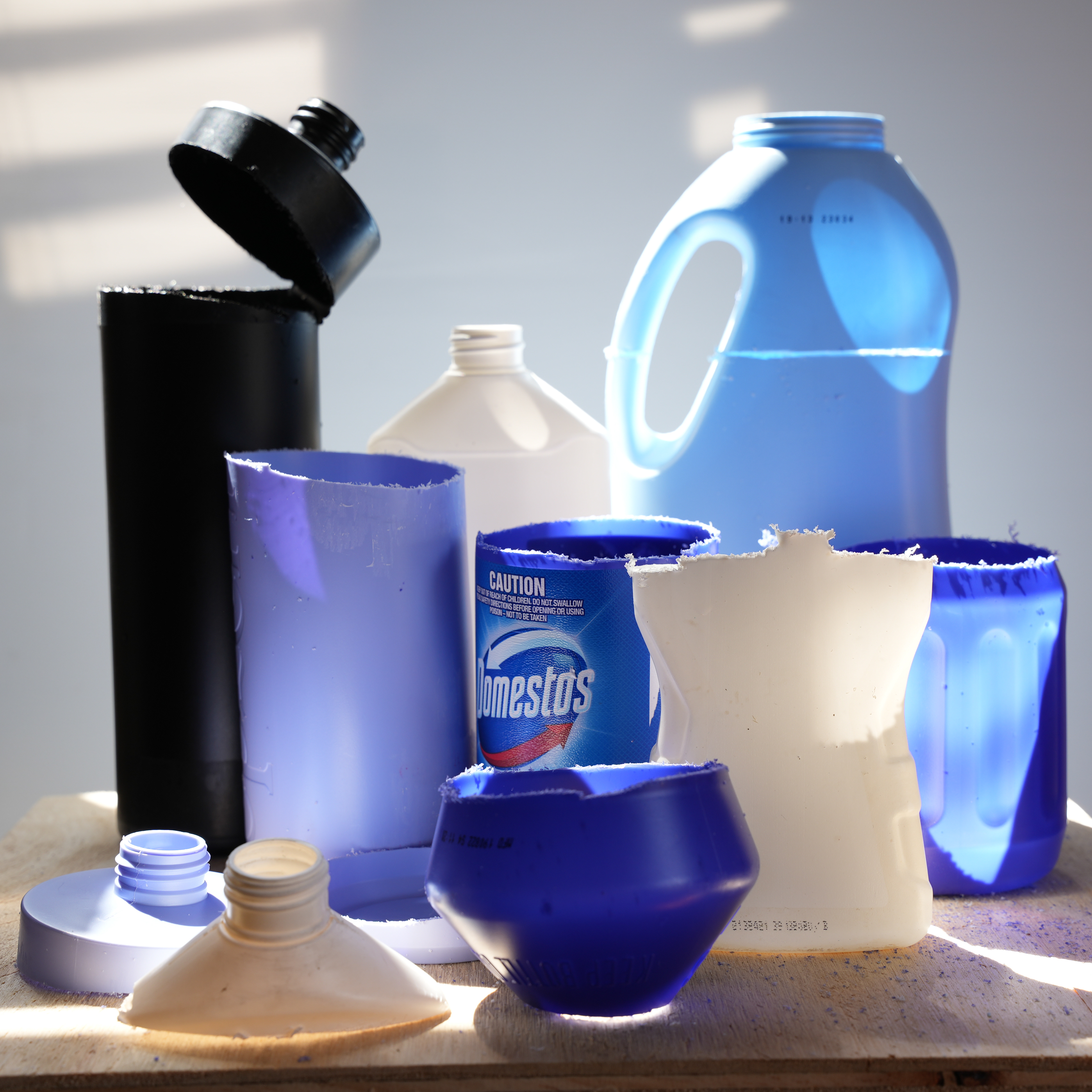 Household HDPE waste for making knobs.