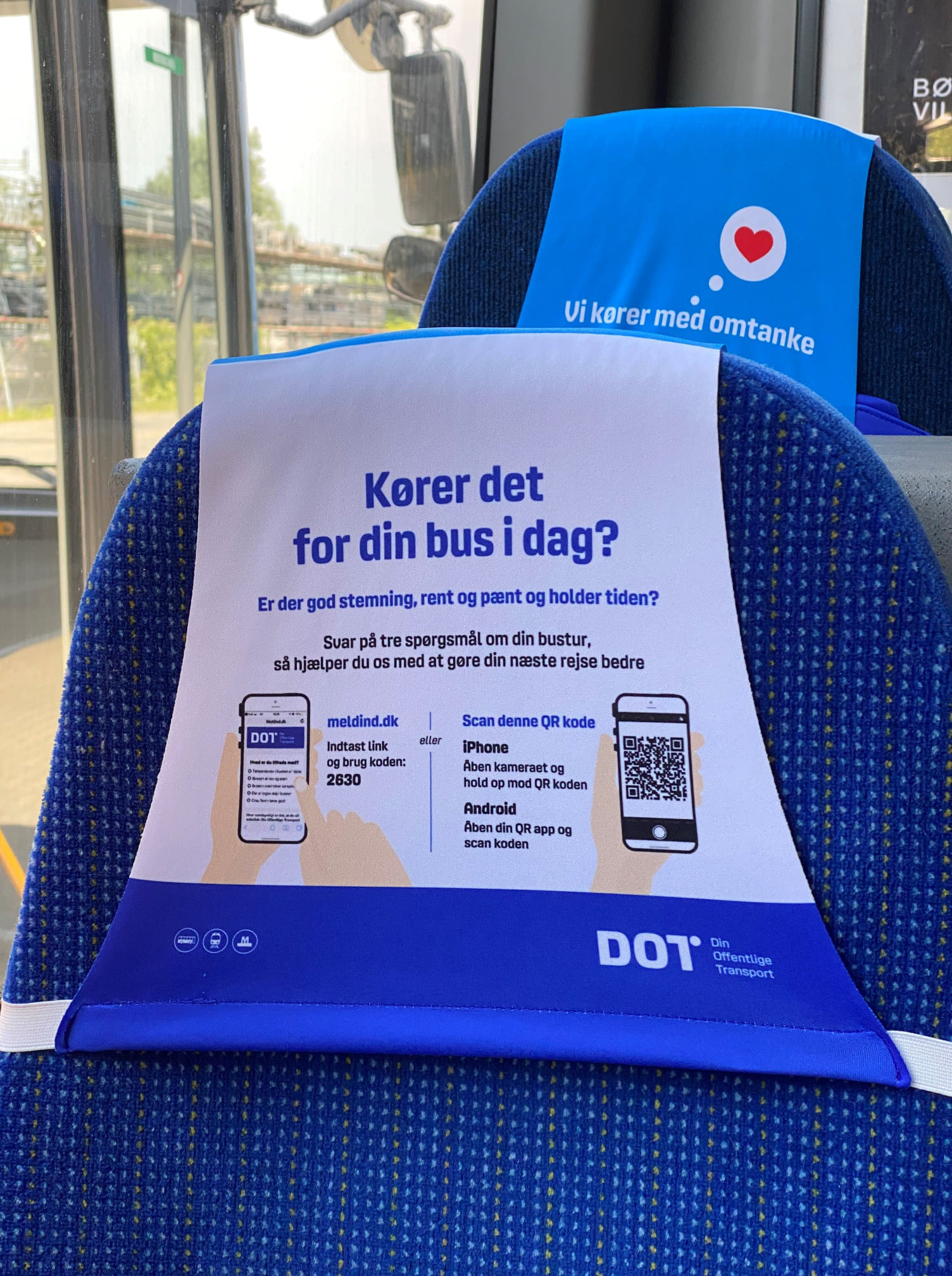 Colleting information regarding the experience in the bus, the travler can via a QR send a message to Movia who will collection the travlers experience of the travel.