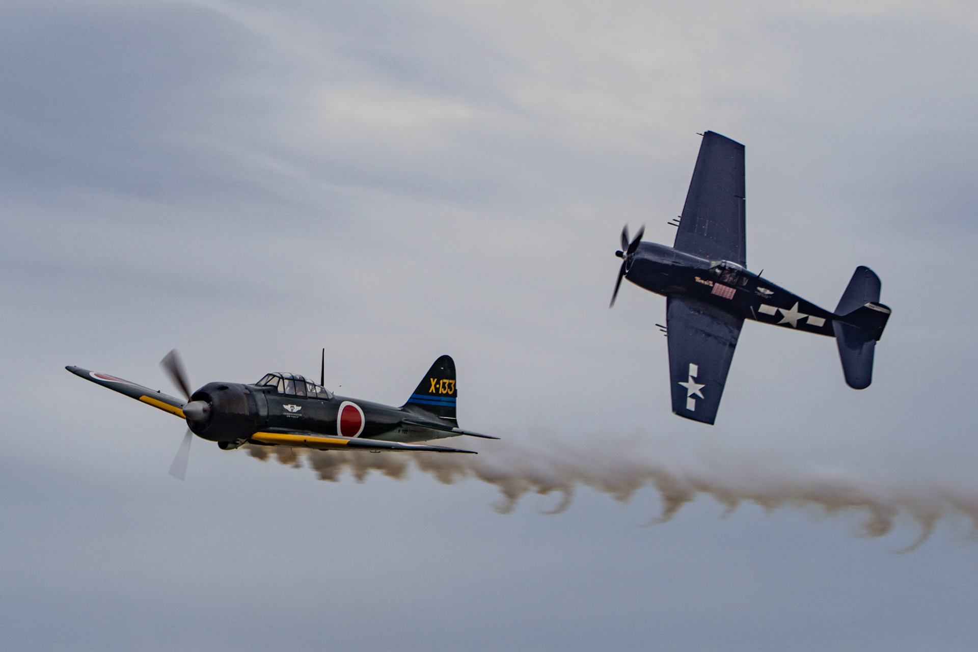 Hellcat and "Zero" dogfight