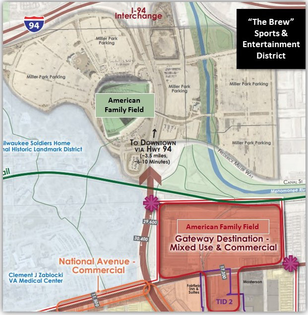 In this 14-week project, each team researched and designed a hypothetical sport and entertainment opportunity zone to replace the Komatsu Manufacturing site located southeast of American Family Field in West Milwaukee.