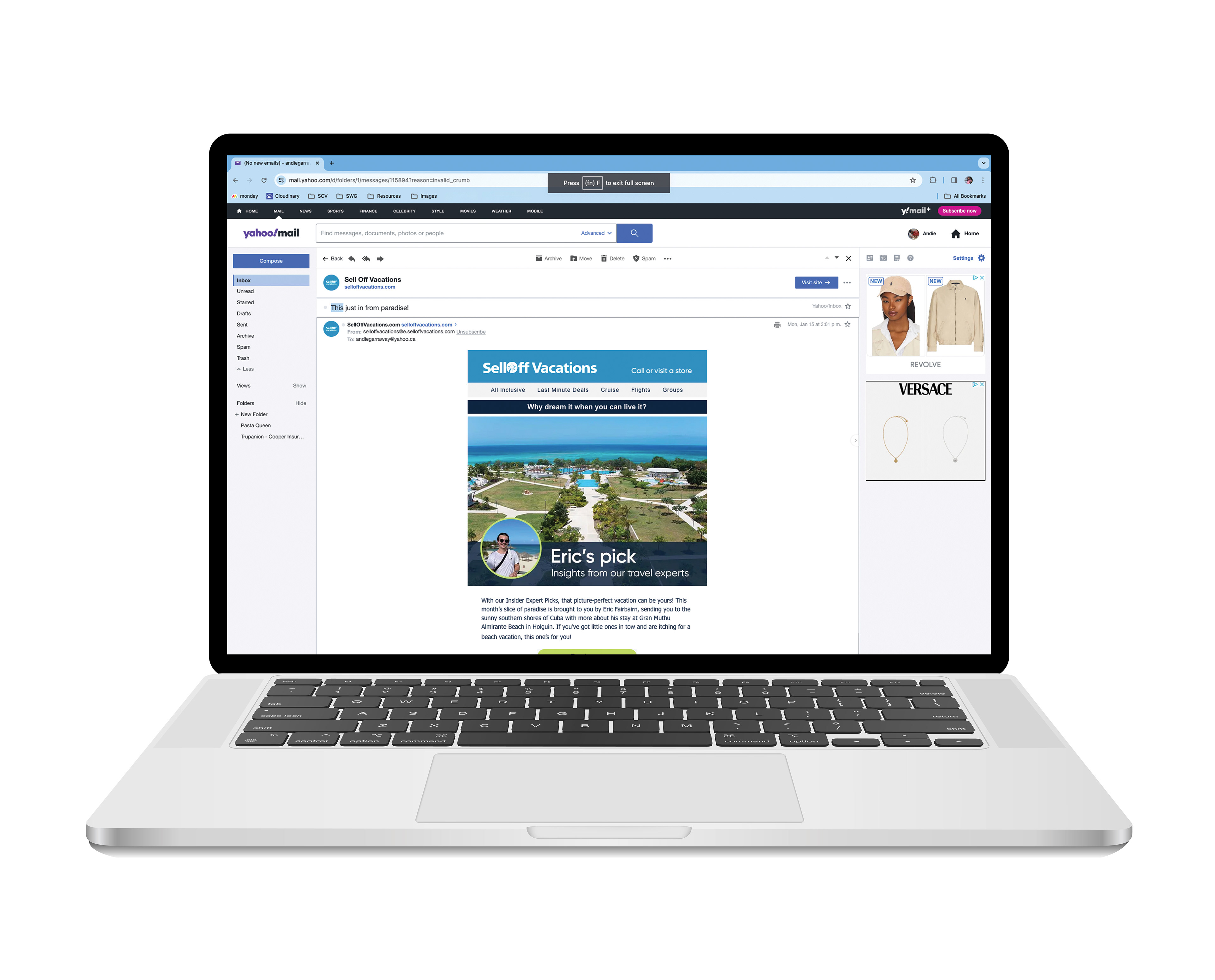 Email imagery content for SellOff Vacations (English and French)