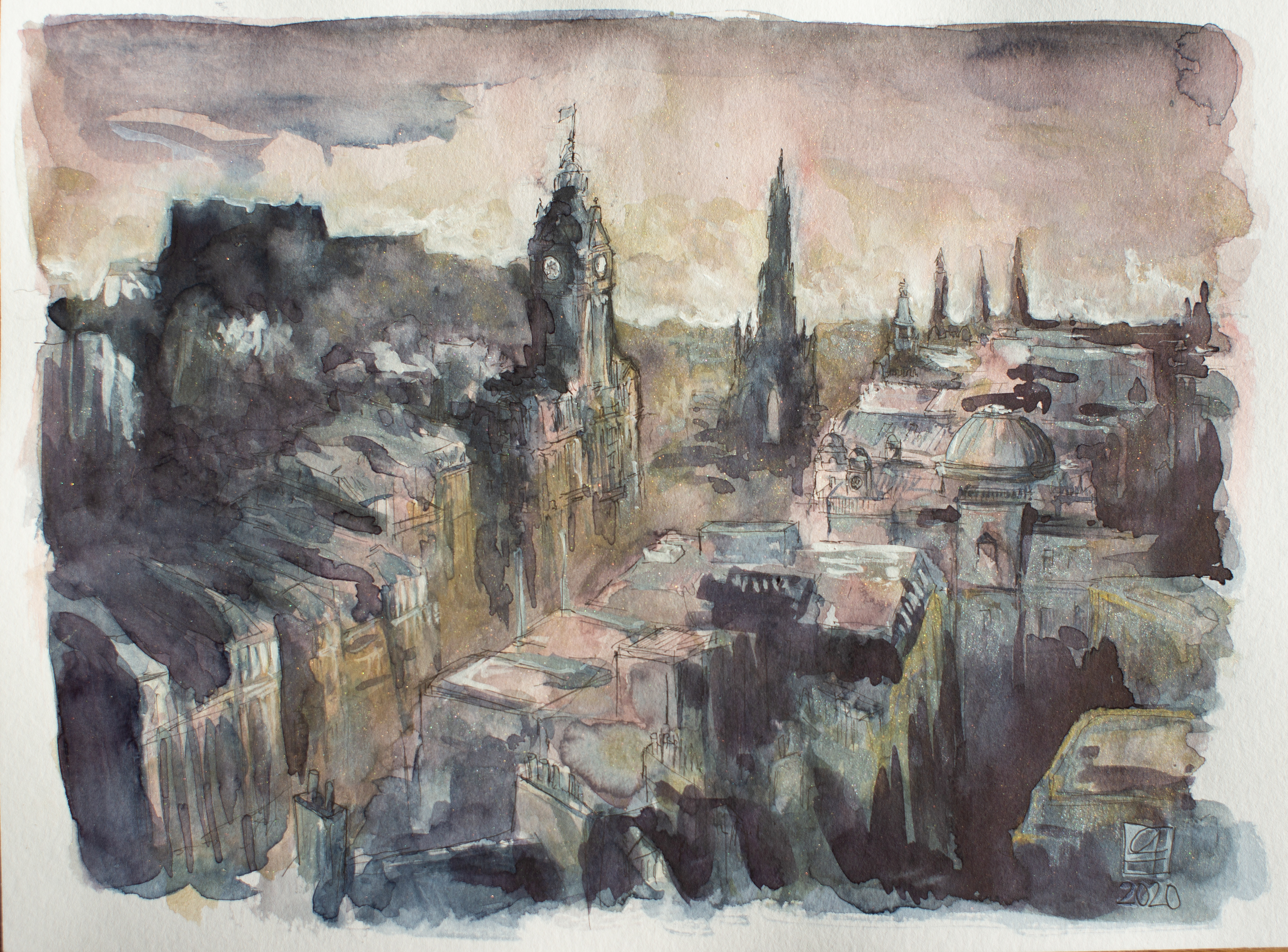 Edinburgh red evening (40x30)