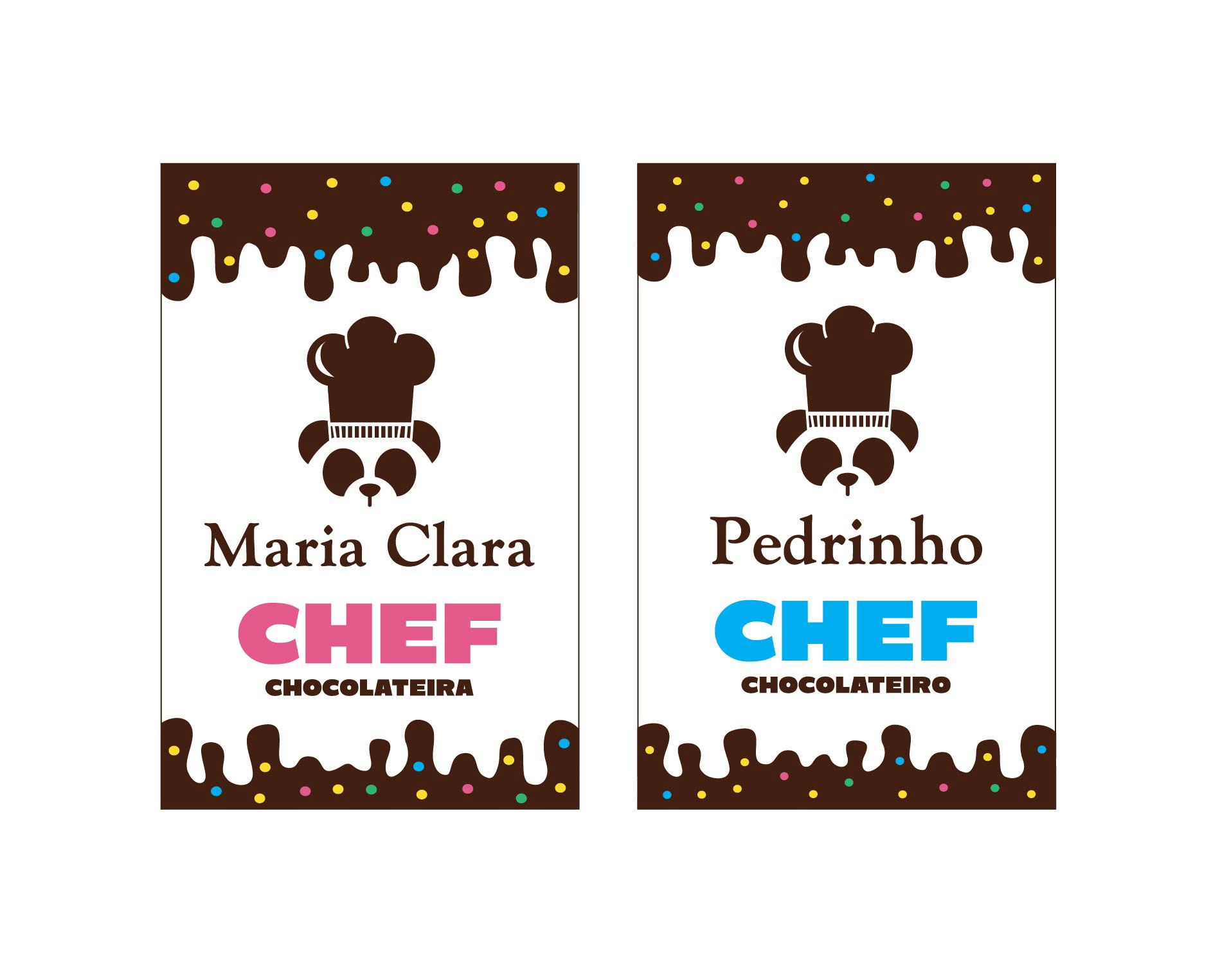 Crachás do kit Mini Chef Chocolateiro