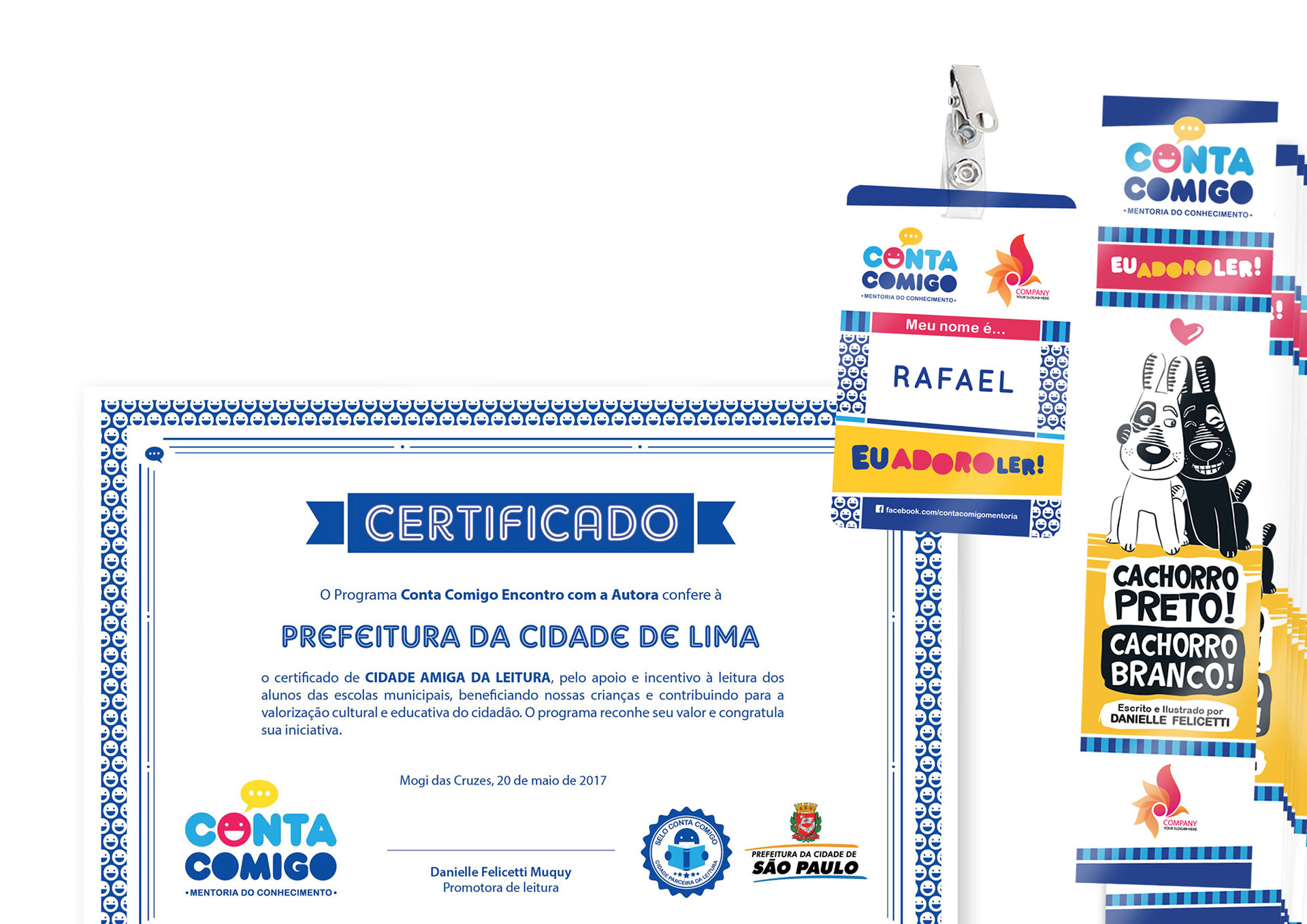 Kit Encontro com o autor (certificado, crachá e marcador de página)
