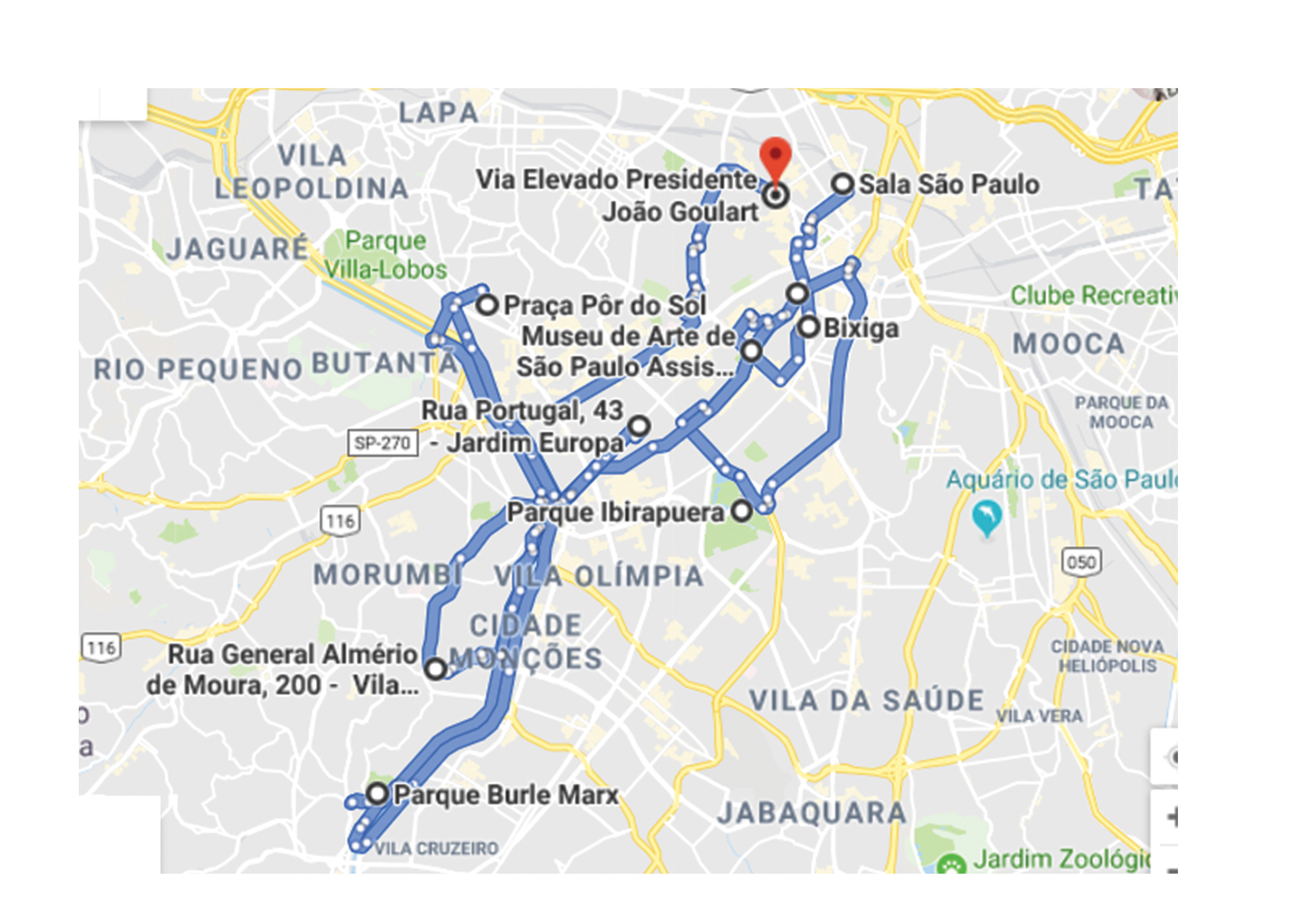 Print do Google Maps do trecho de interesse para ilustrar o mapa no