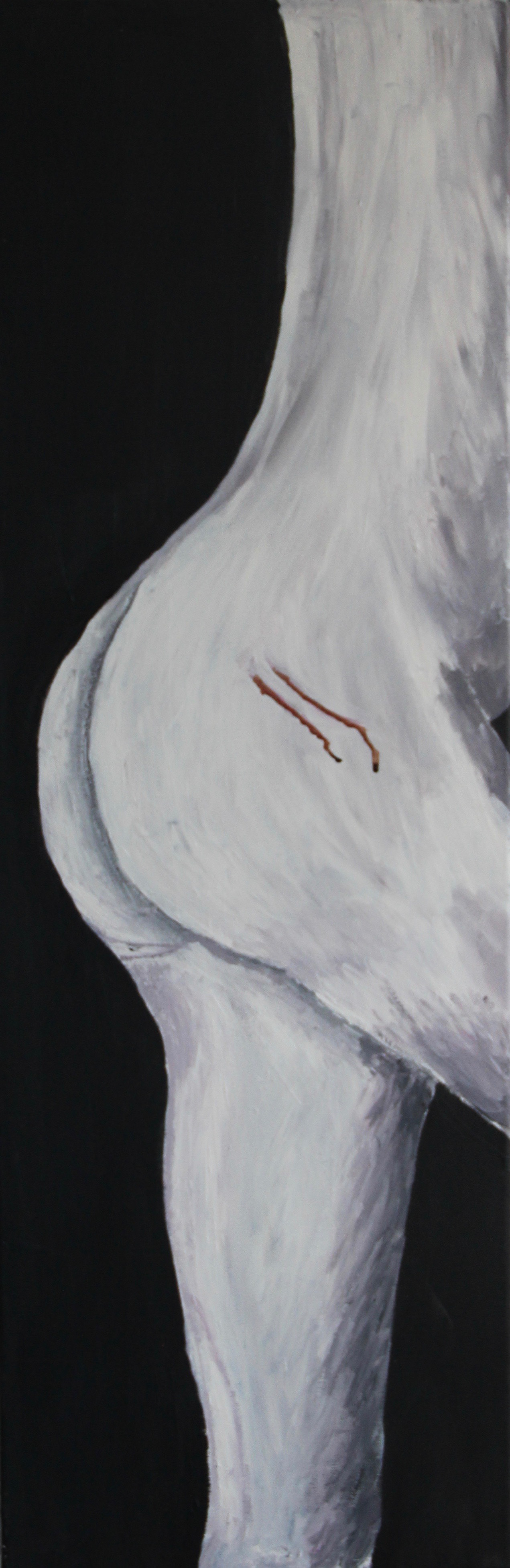 Portrait sang identité : Tryptique, acrylique, sang