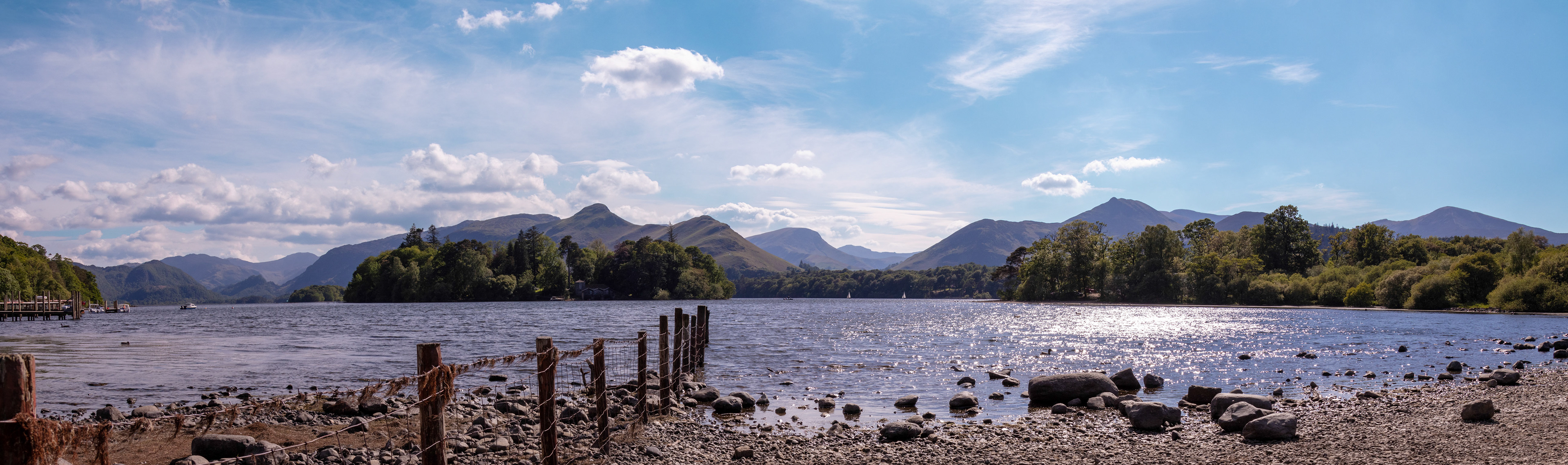 Catbells panorama from Hope Park shore of Derwentwater