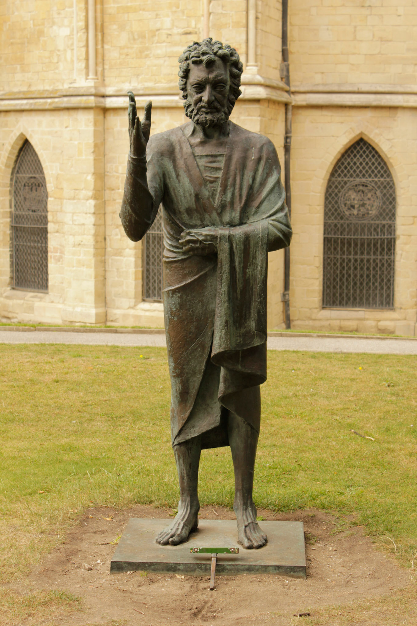 Statue of Jesus in Canterbury cathedral grounds, 2011