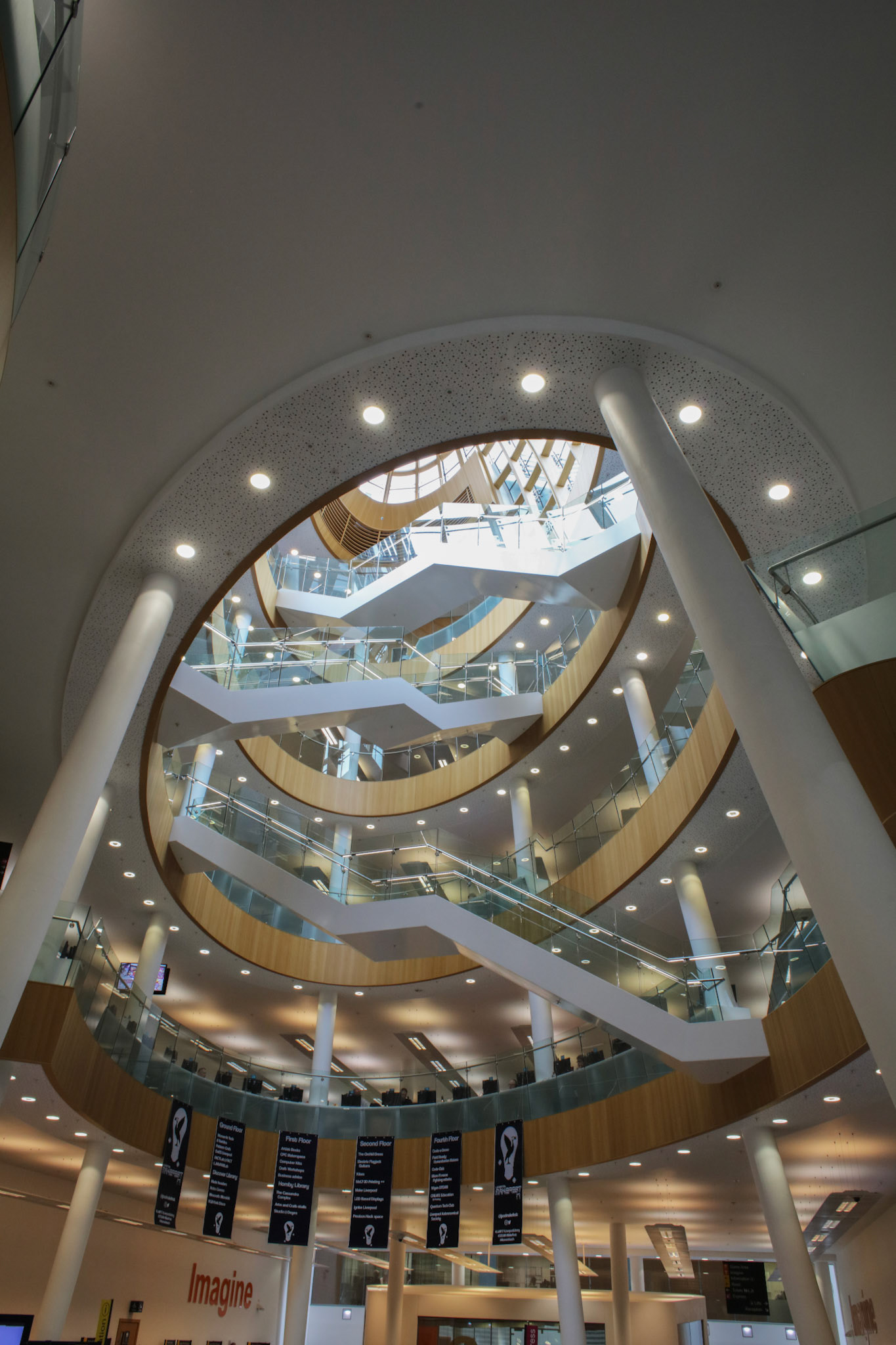 Looking up at Central Library, 2017