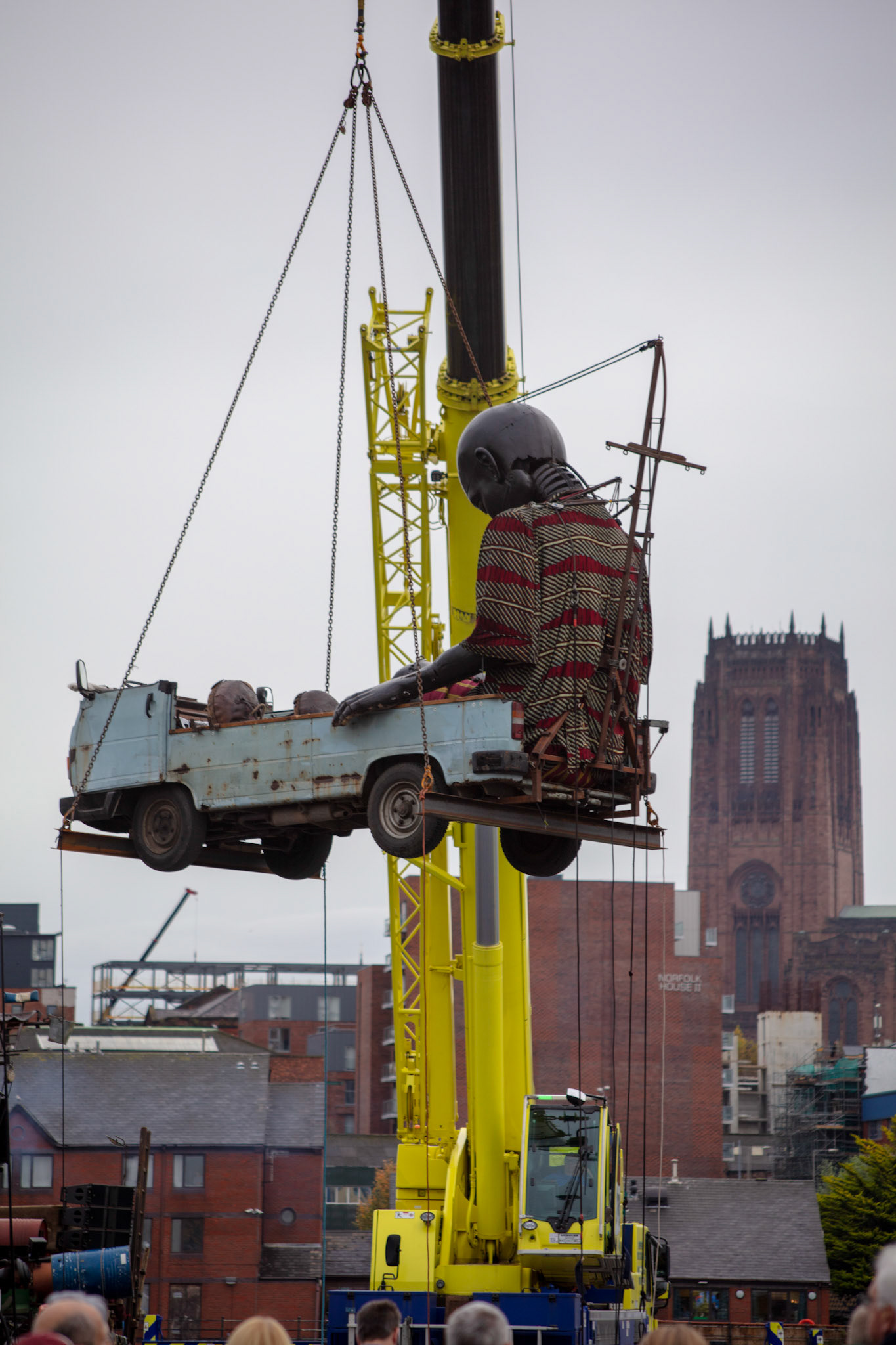 Sleeping boy giant, Anglican Cathedral backdrop, 2018