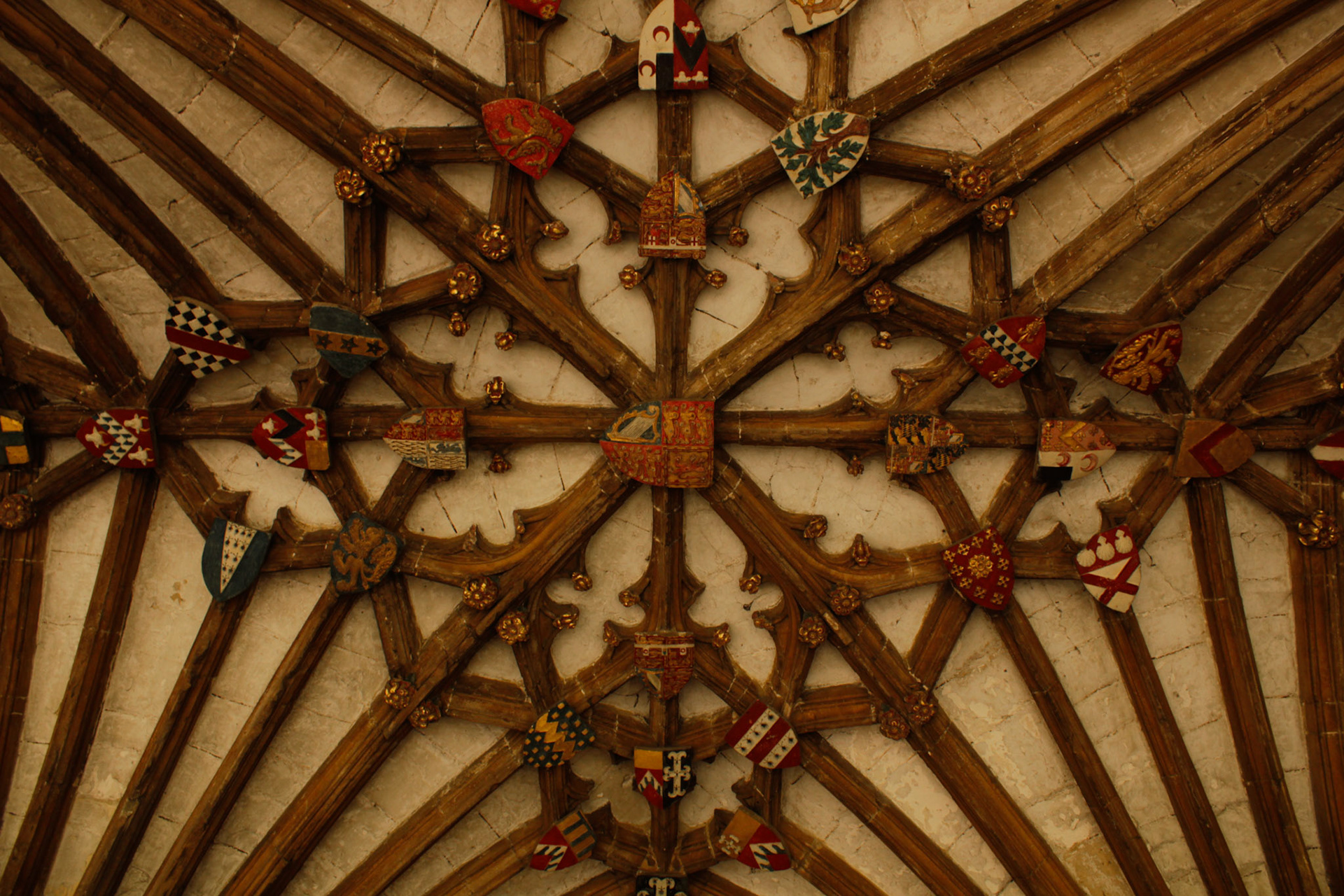 Cloister ceiling escutcheons, Canterbury, 2011