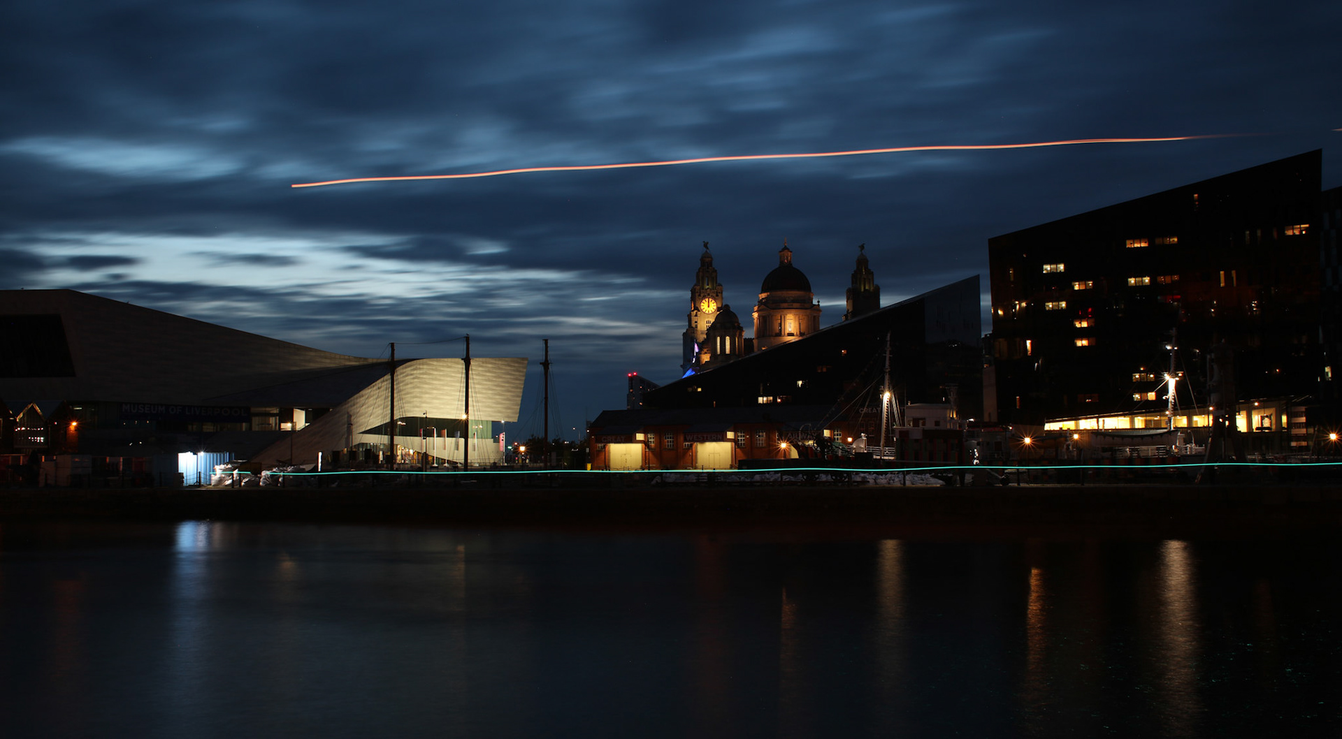 Tall ship light trail, Albert Dock, 2017
