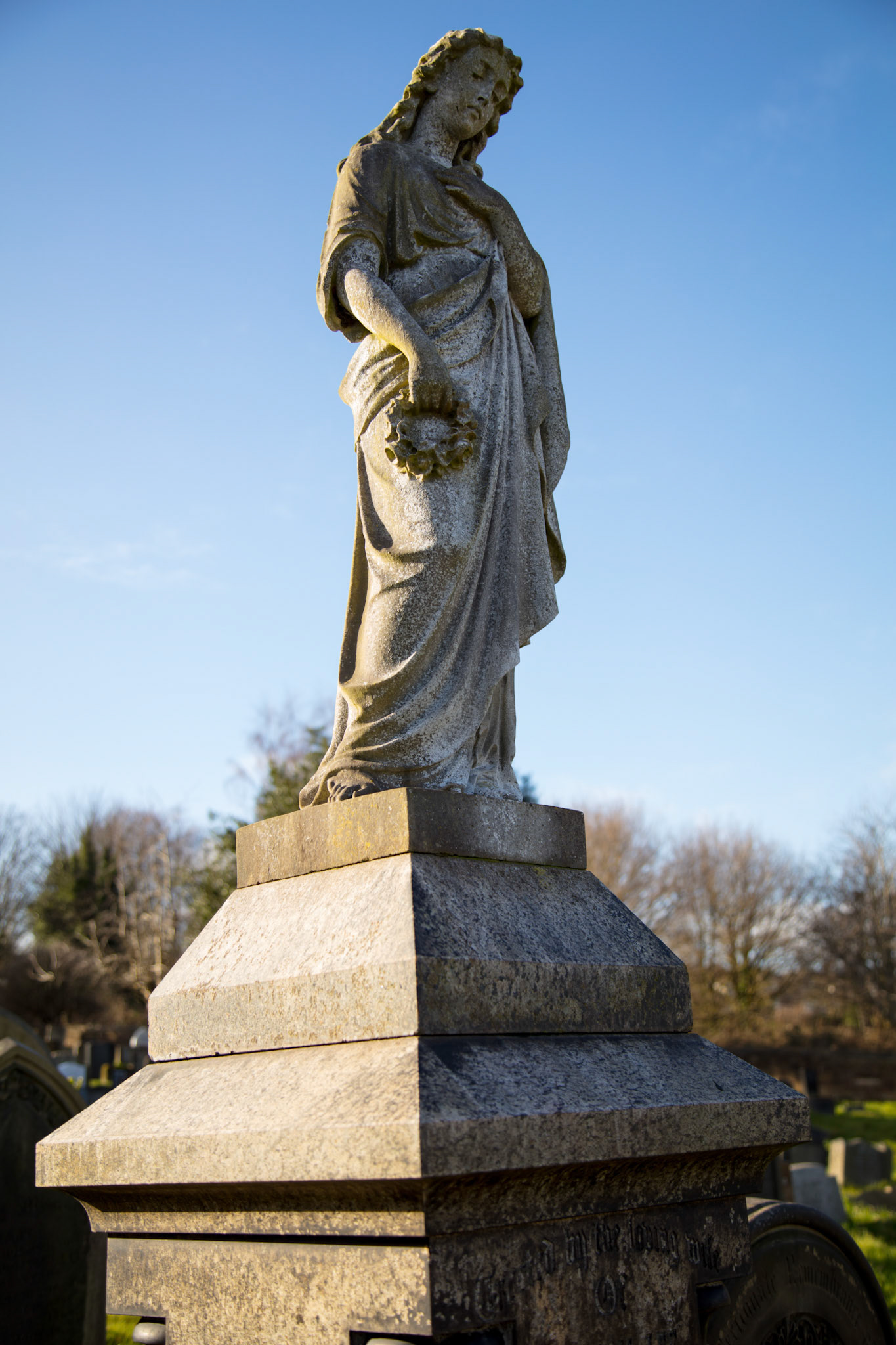 Mourning woman gravestone, Childwall Priory, 2018