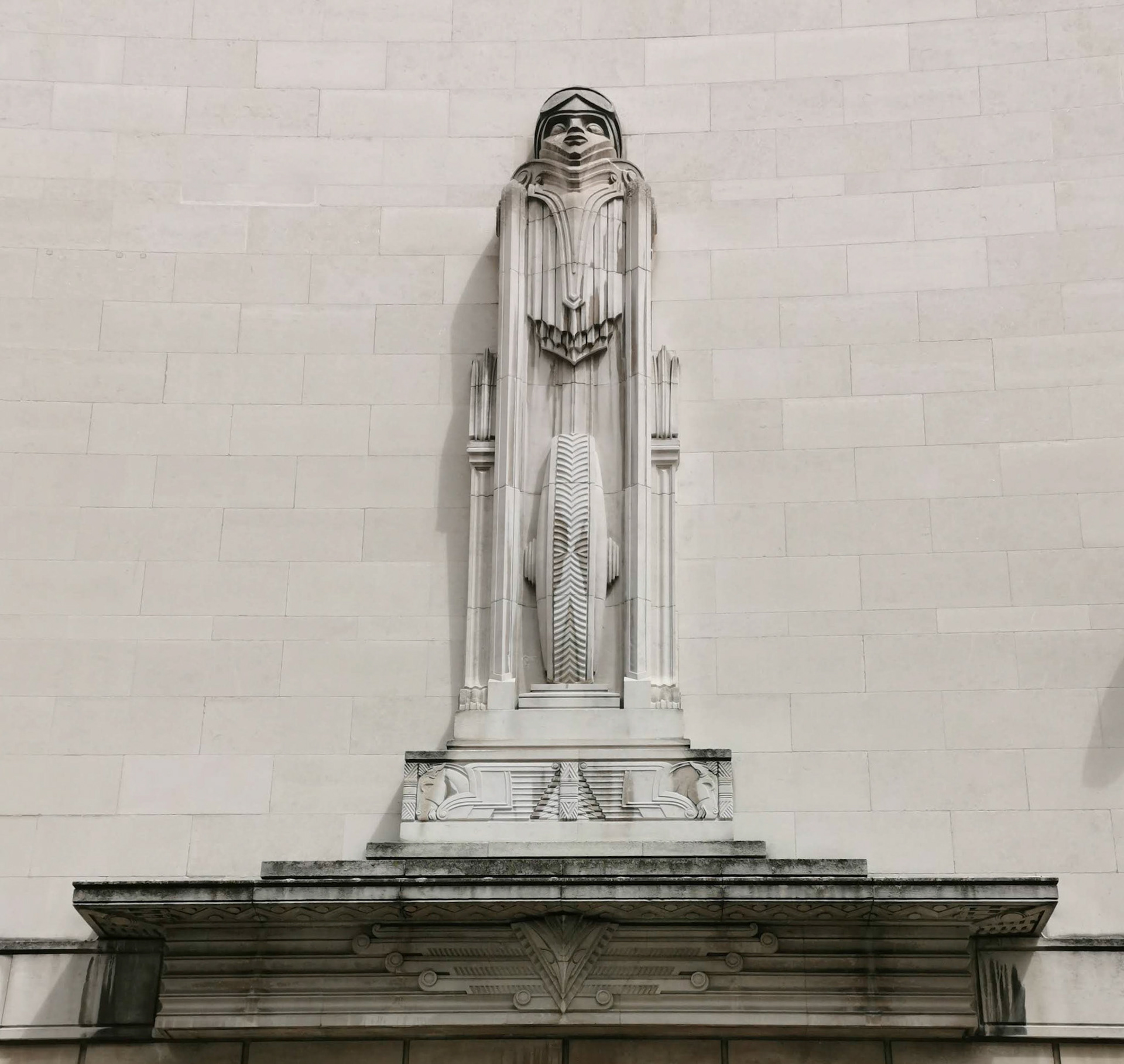 Art deco carving on Mersey Tunnel funnel, Goree, Liverpool