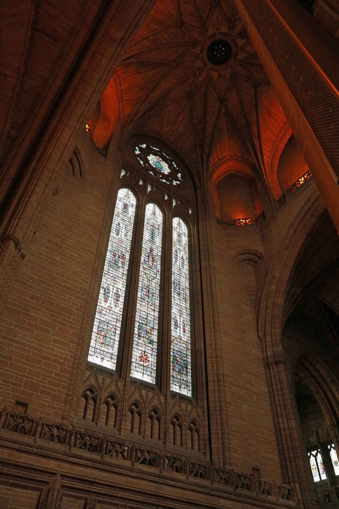 Vaulted ceiling and stained glass window, Anglican Cathedral, 2017
